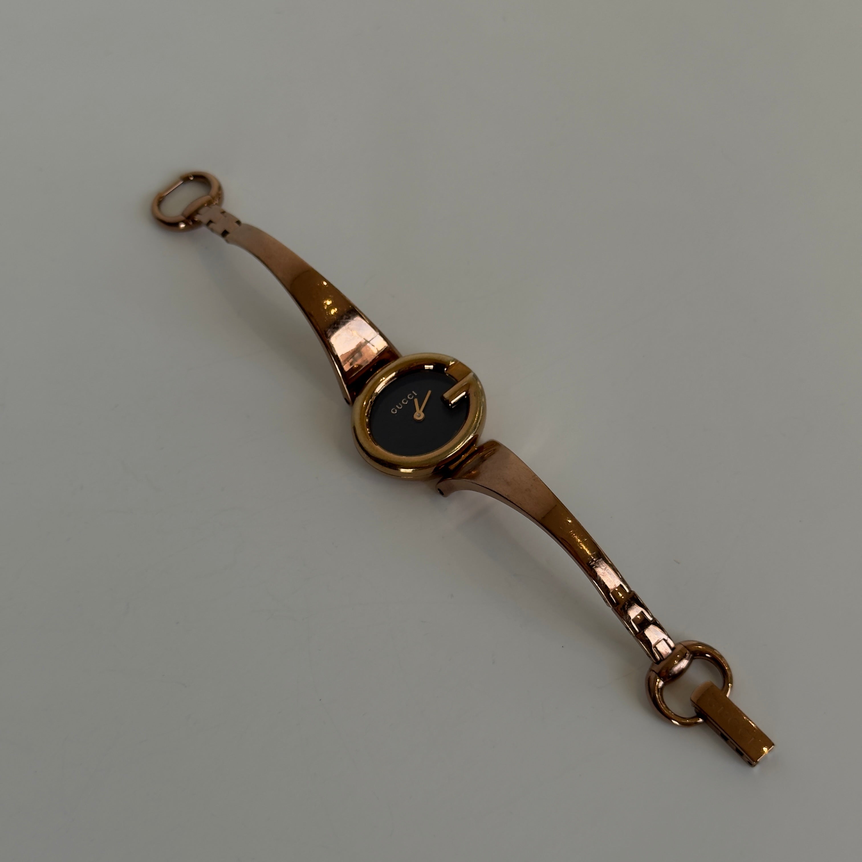 Gucci Guccissima Rose Gold Tone Black Dial Horsebit Watch -  Replica Handbags 