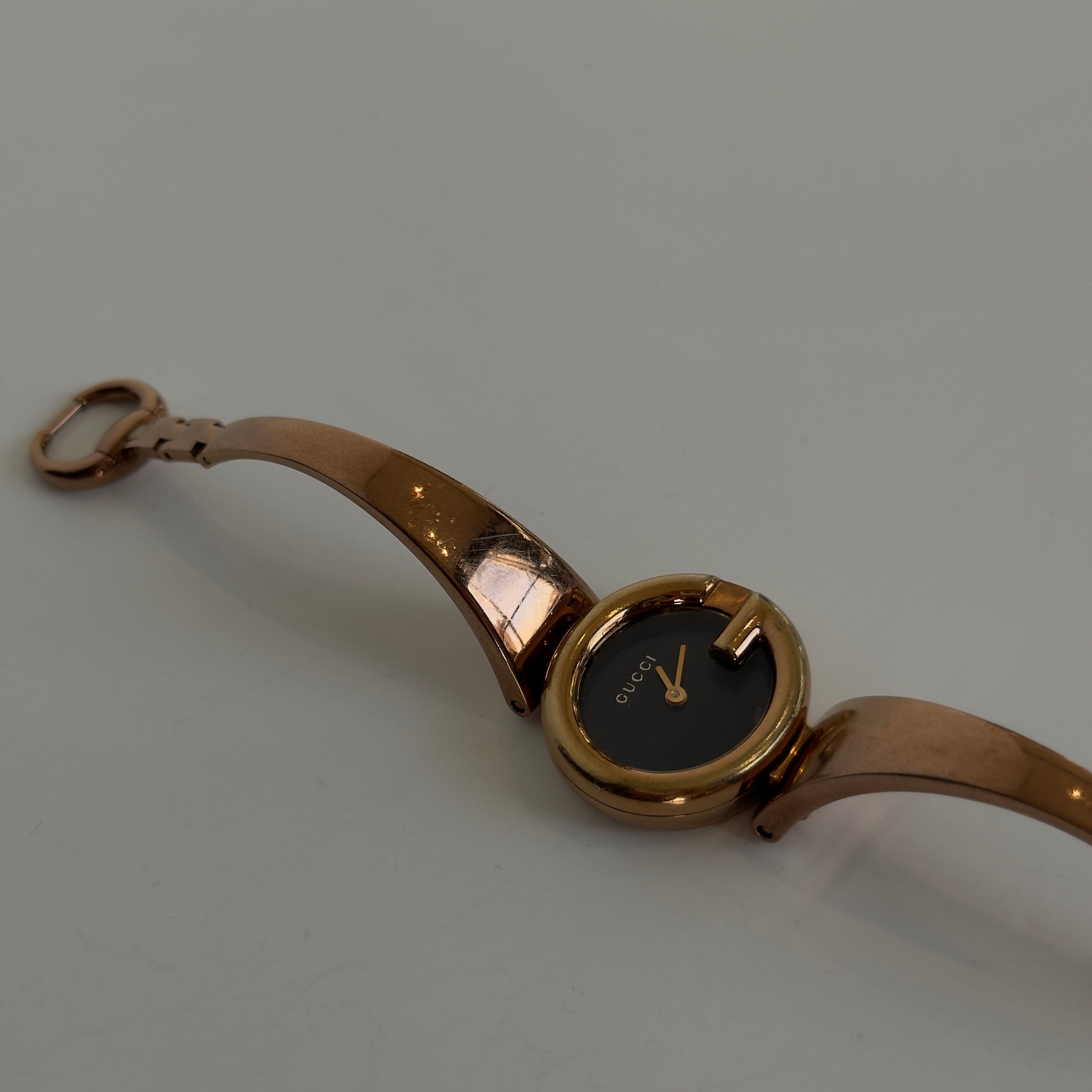 Gucci Guccissima Rose Gold Tone Black Dial Horsebit Watch -  Replica Handbags 