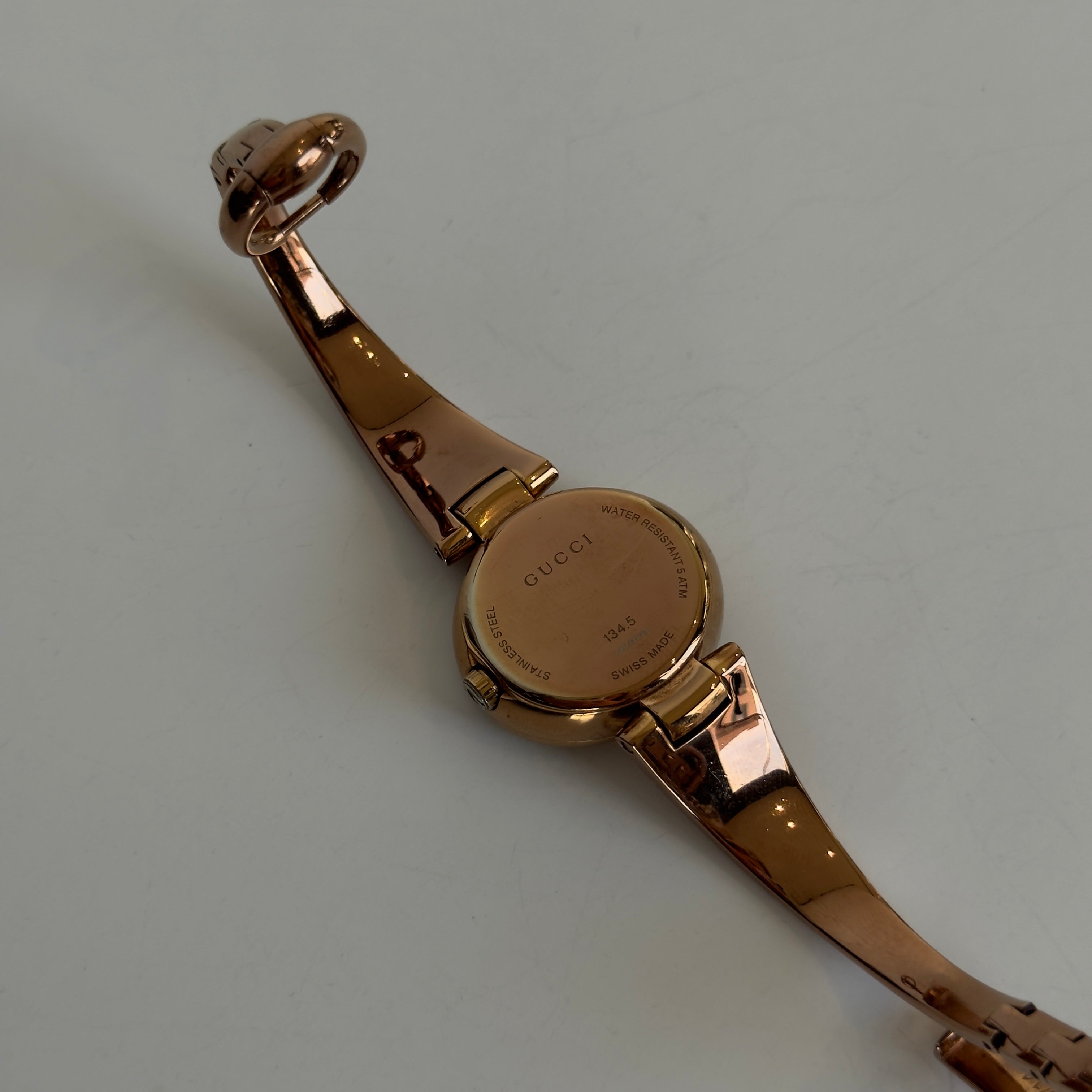 Gucci Guccissima Rose Gold Tone Black Dial Horsebit Watch - Replica Handbags