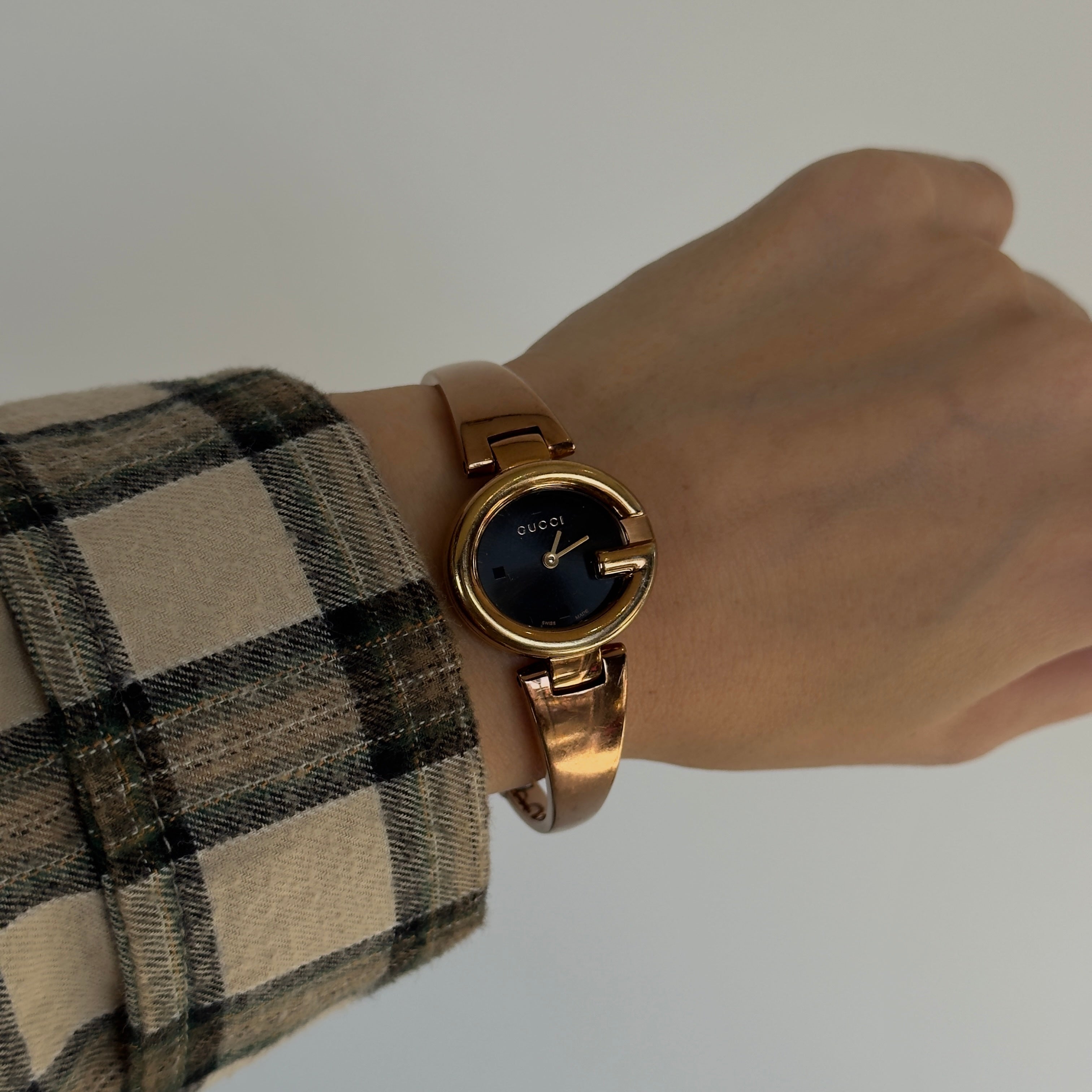 Gucci Guccissima Rose Gold Tone Black Dial Horsebit Watch - Replica Handbags