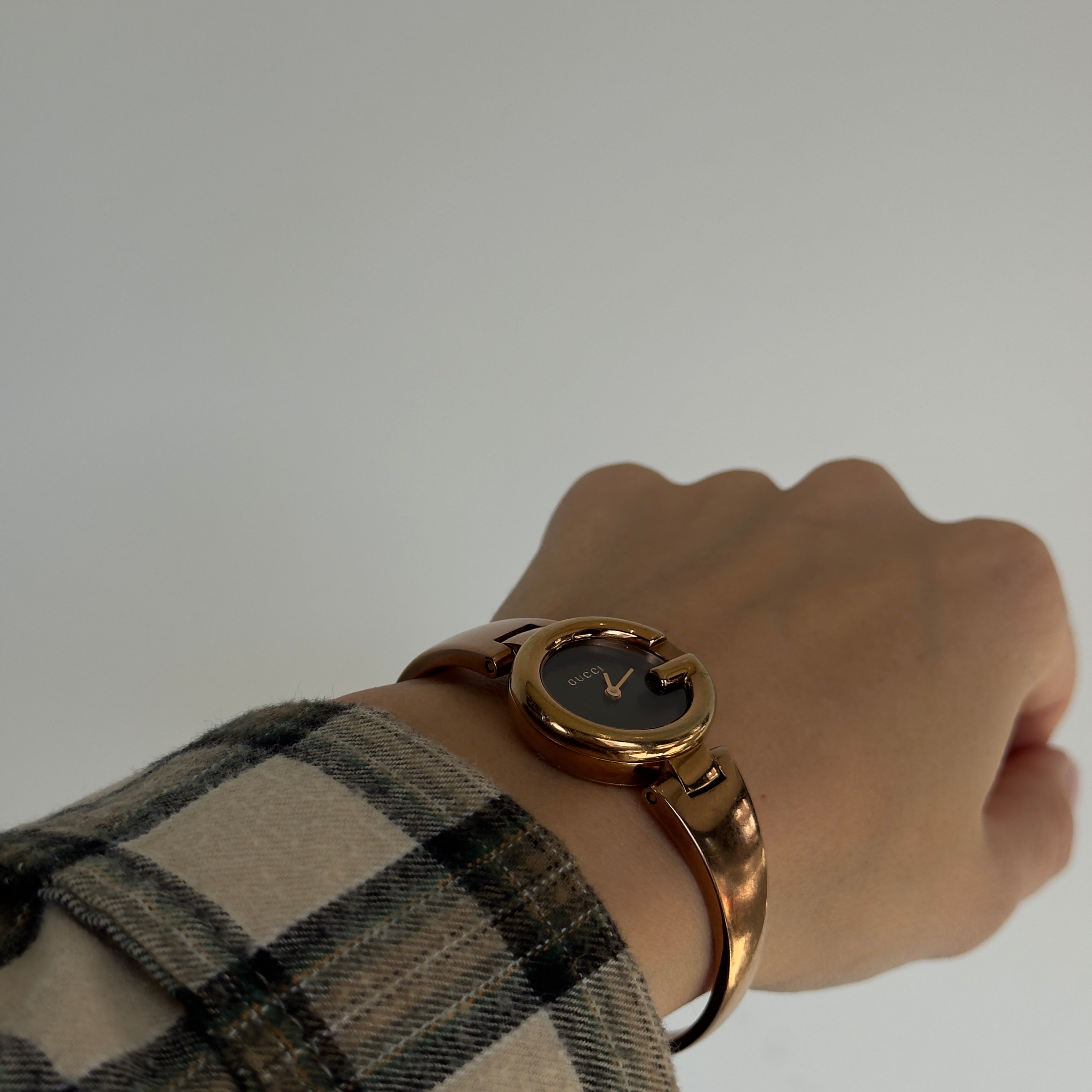 Gucci Guccissima Rose Gold Tone Black Dial Horsebit Watch - Replica Handbags