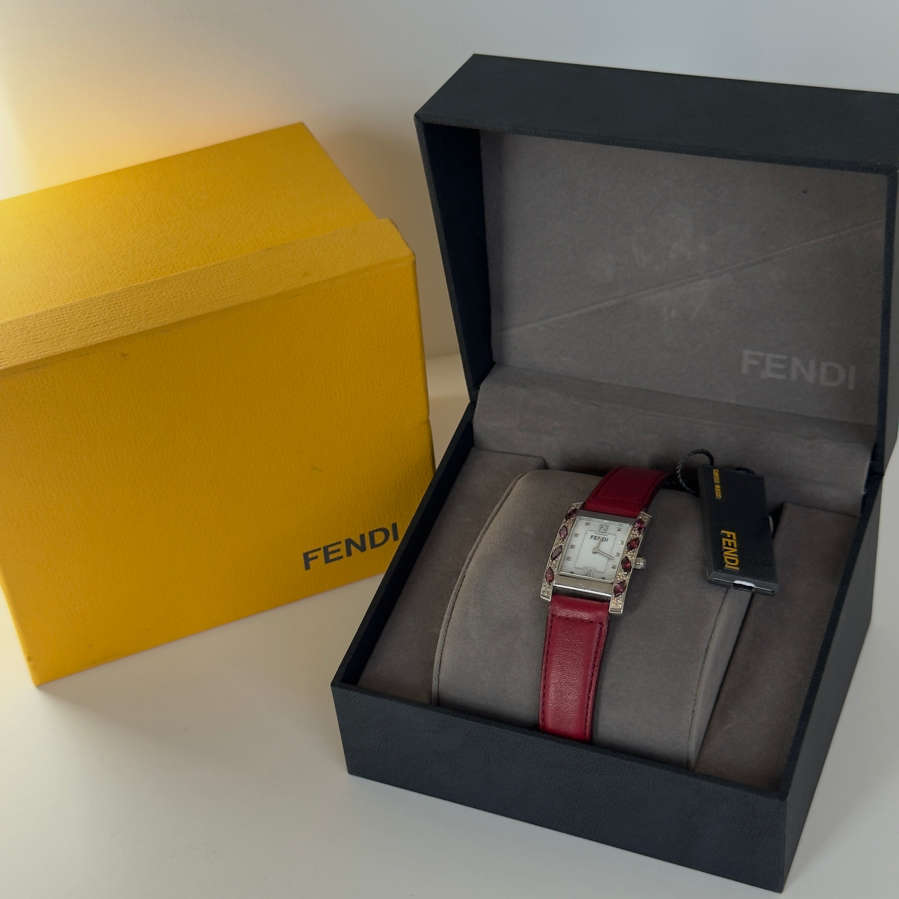 Fendi Classico 7000L Mother of Pearl Dial Crystal Case Watch -  Replica Handbags 