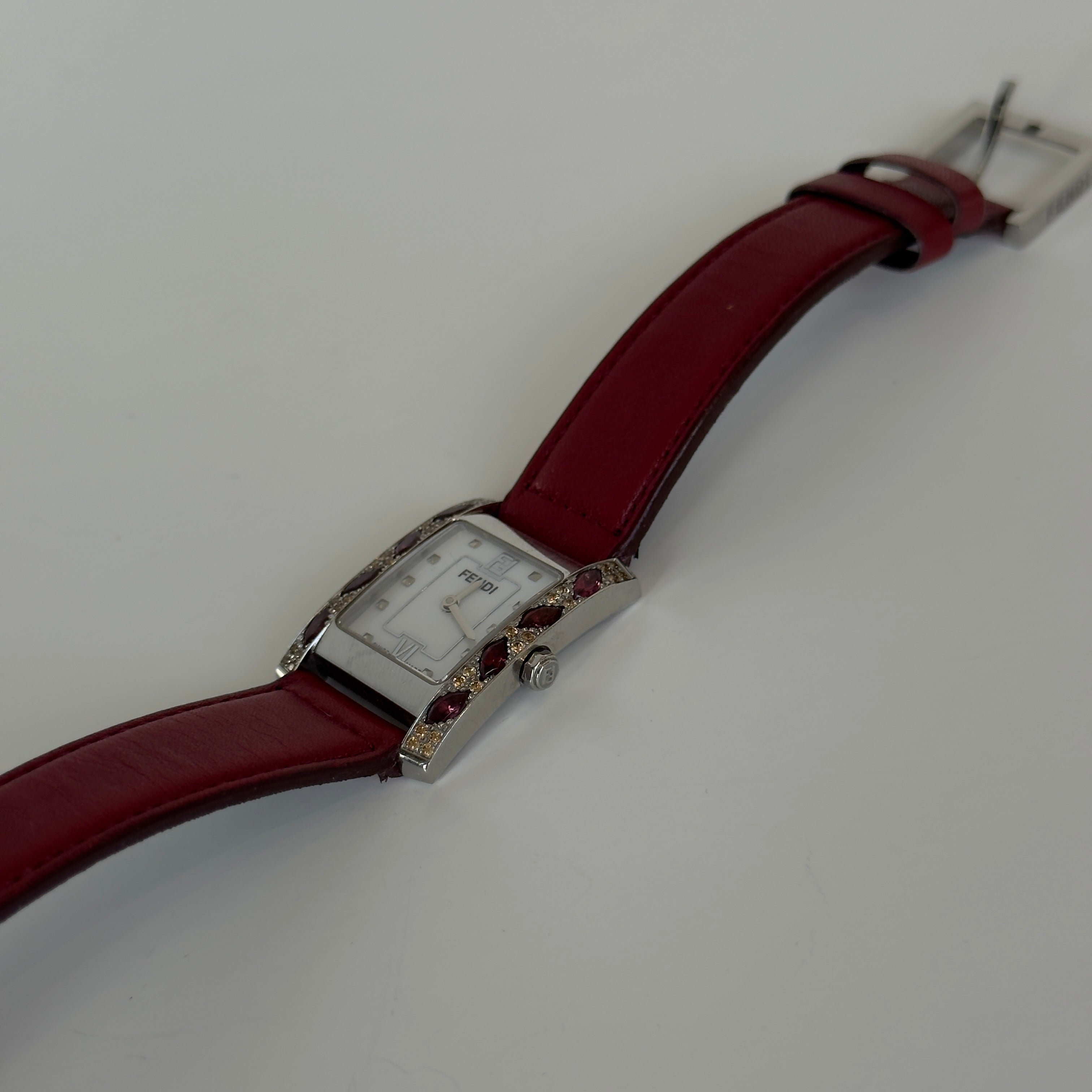 Fendi Classico 7000L Mother of Pearl Dial Crystal Case Watch -  Replica Handbags 