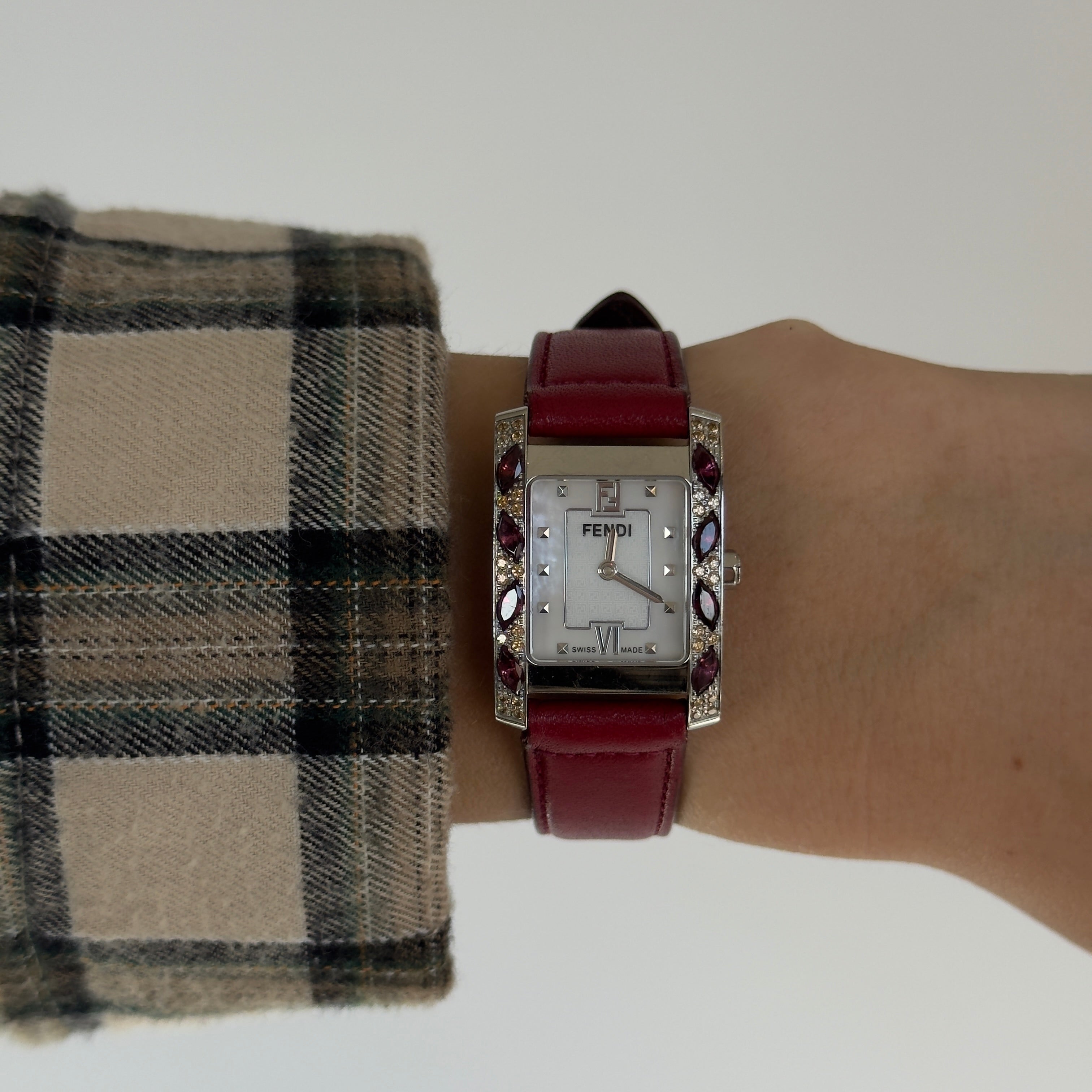 Fendi Classico 7000L Mother of Pearl Dial Crystal Case Watch - Replica Handbags