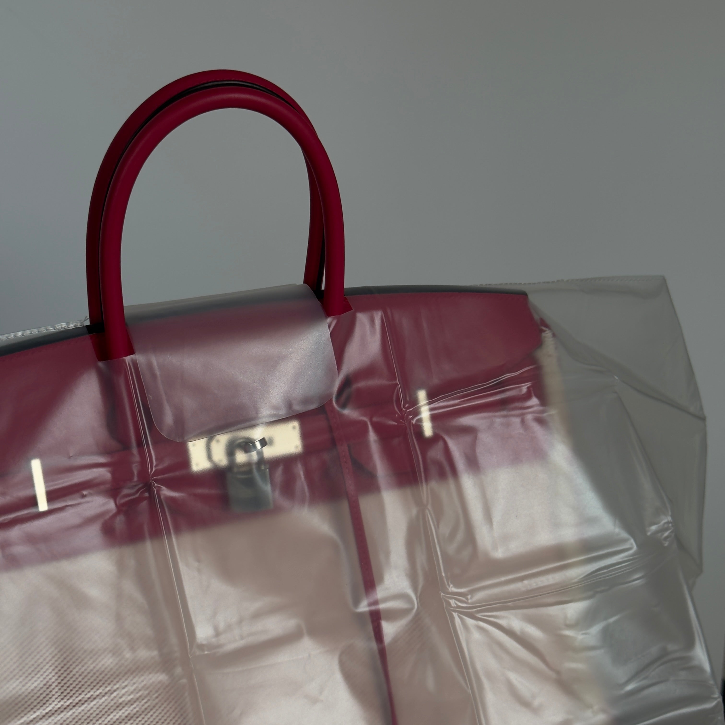 Limited Edition Hermes Framboise Swift and Ecru Toile Fray Fray Birkin 35 PHW Palladium Hardware -  Replica Handbags 