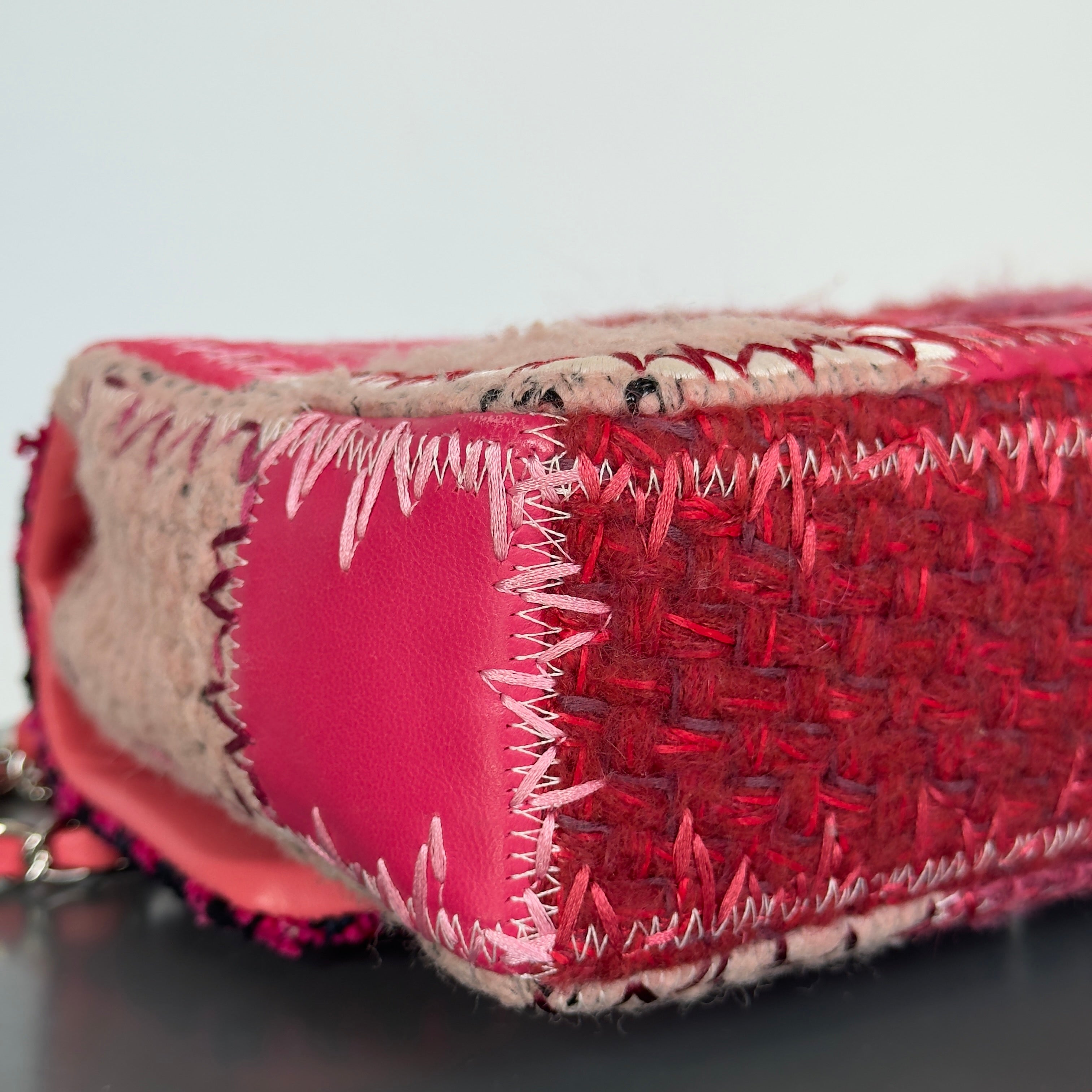 Ultra Rare Chanel Pink Tweed Patchwork Flap Bag