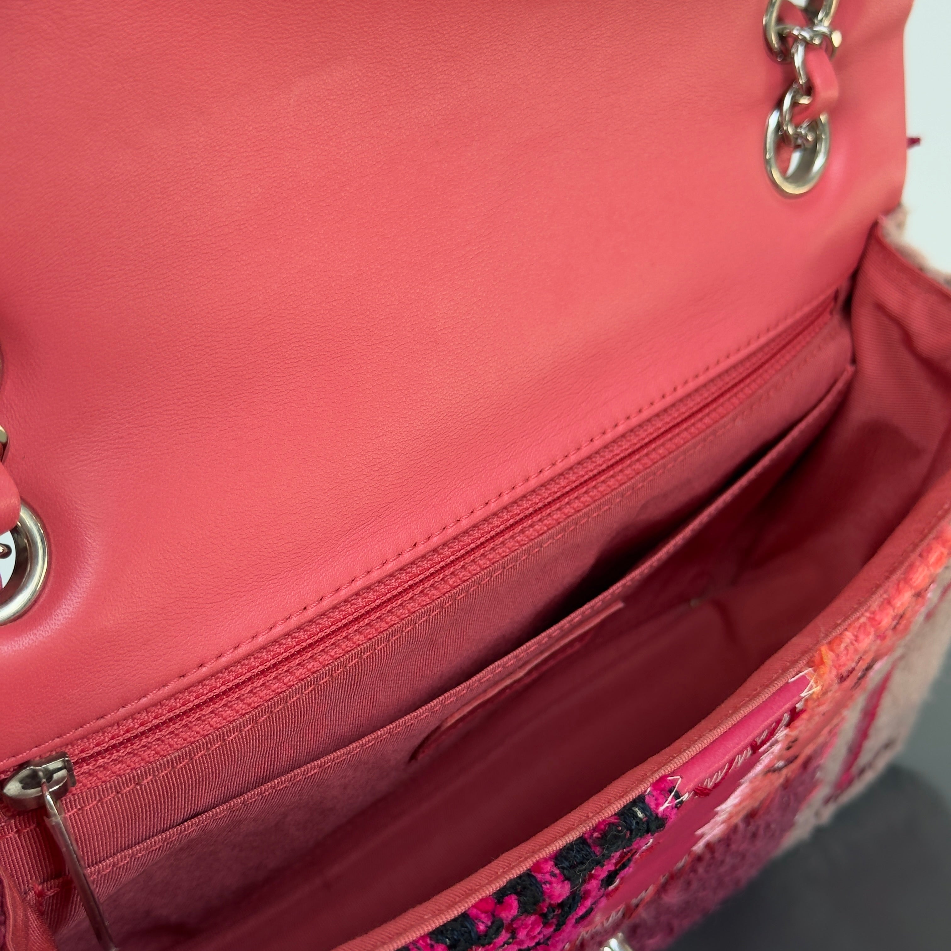 Ultra Rare Chanel Pink Tweed Patchwork Flap Bag