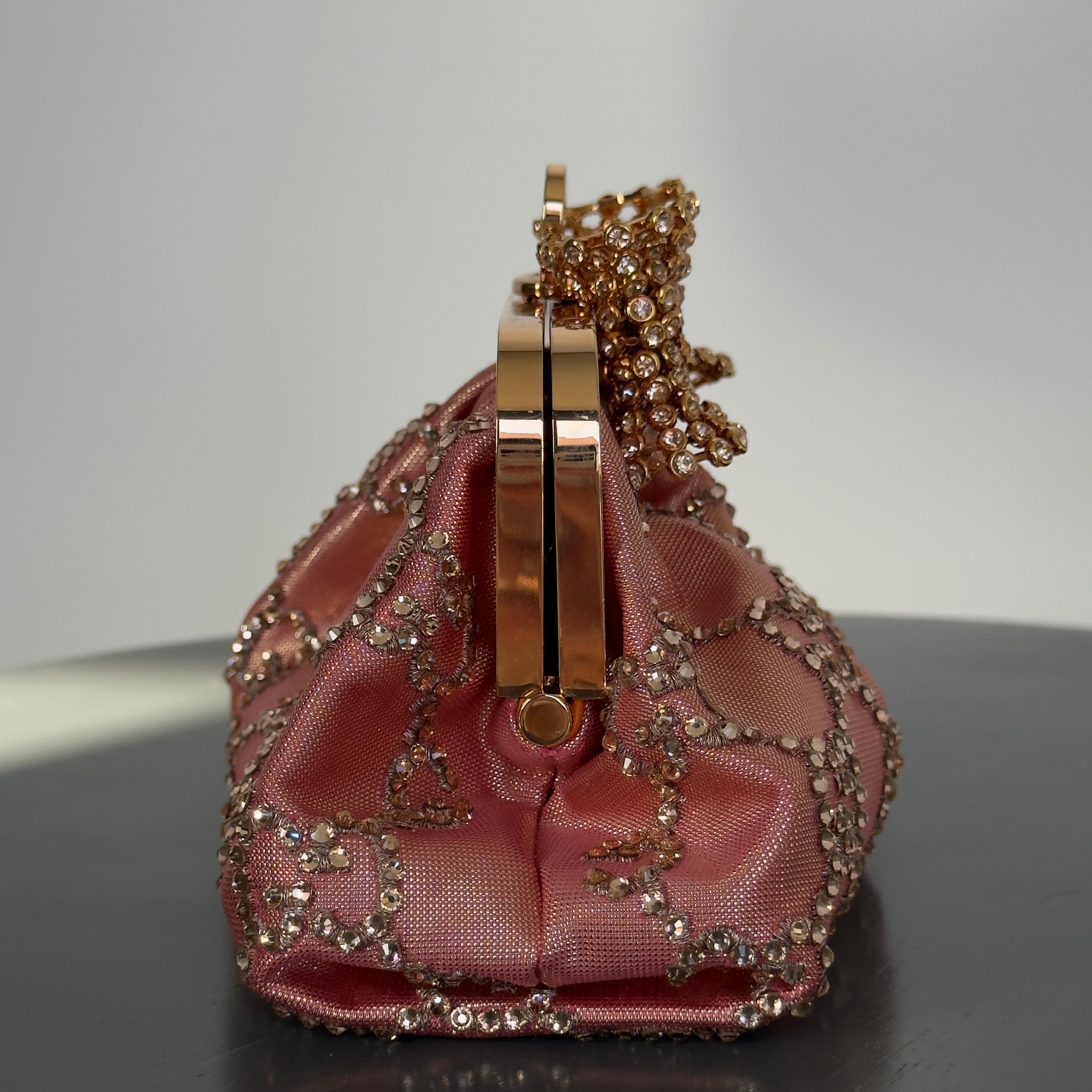 Gucci Bow Small Embellished Satin Clutch