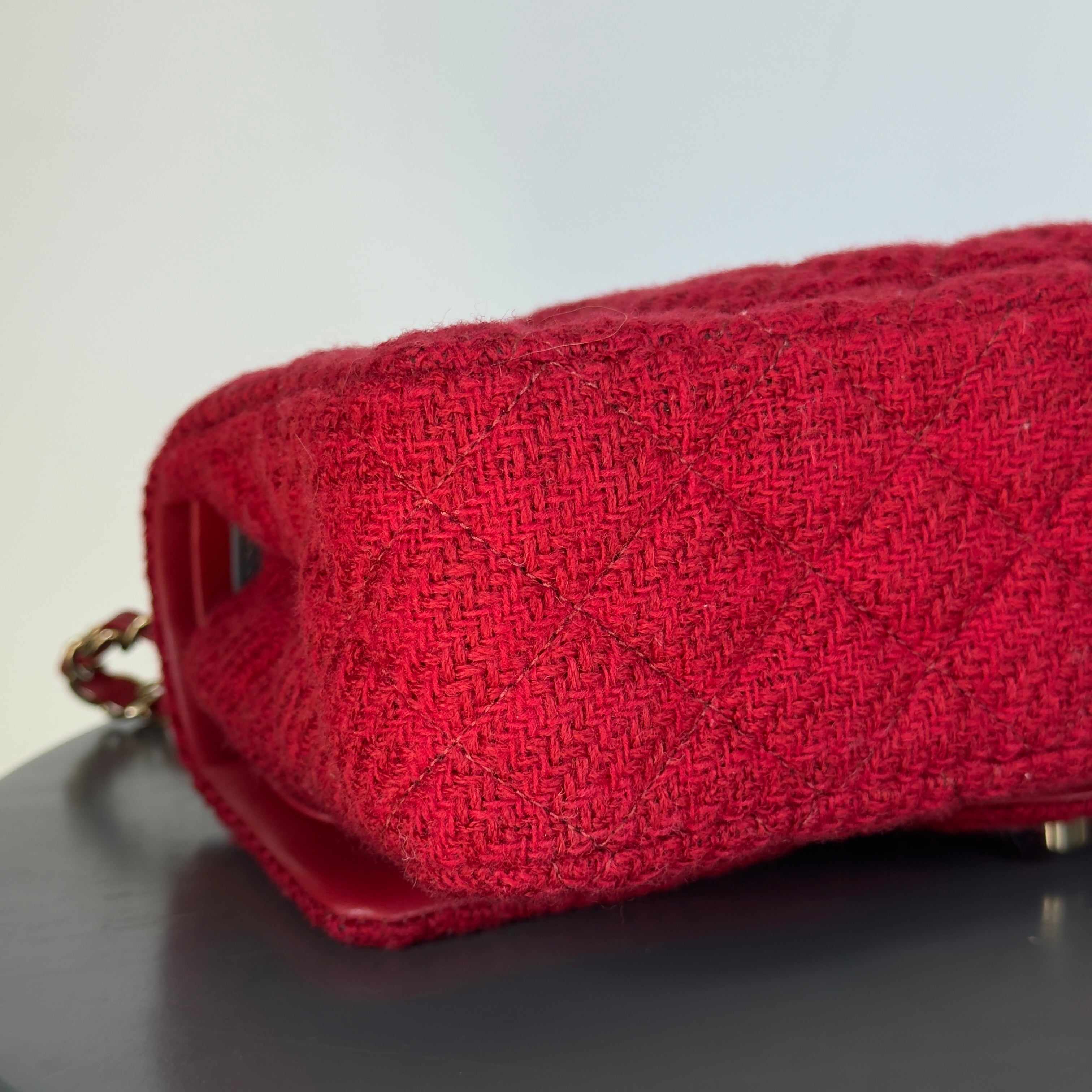 Chanel Red Wool & Tweed Medium Double Flap Bag