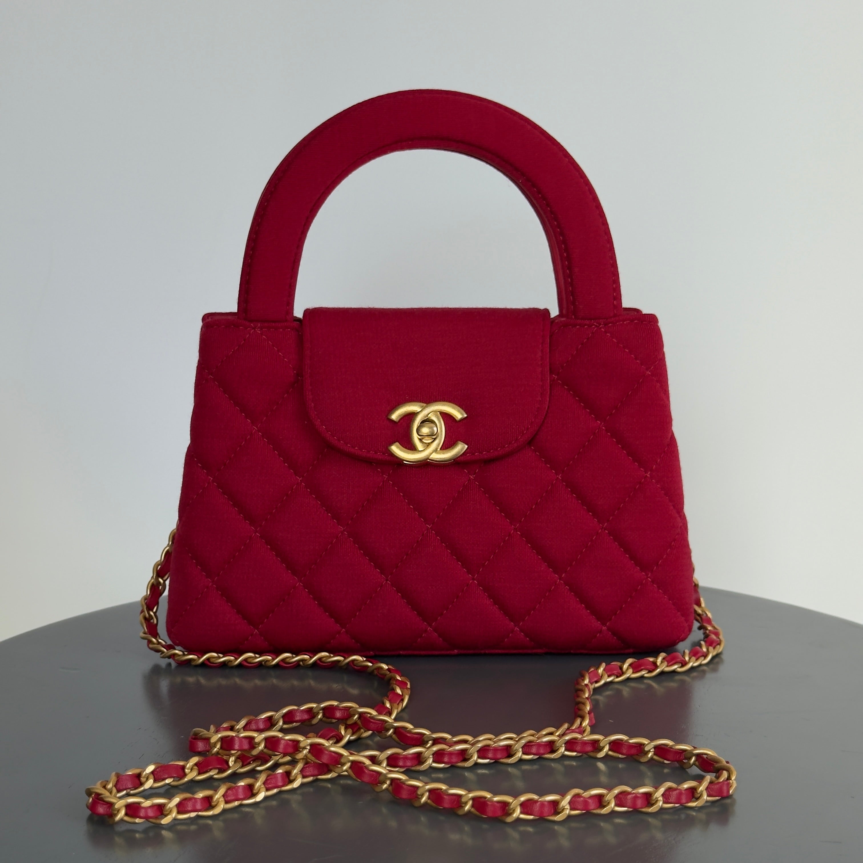 Chanel 2023 Red Jersey Nano Kelly