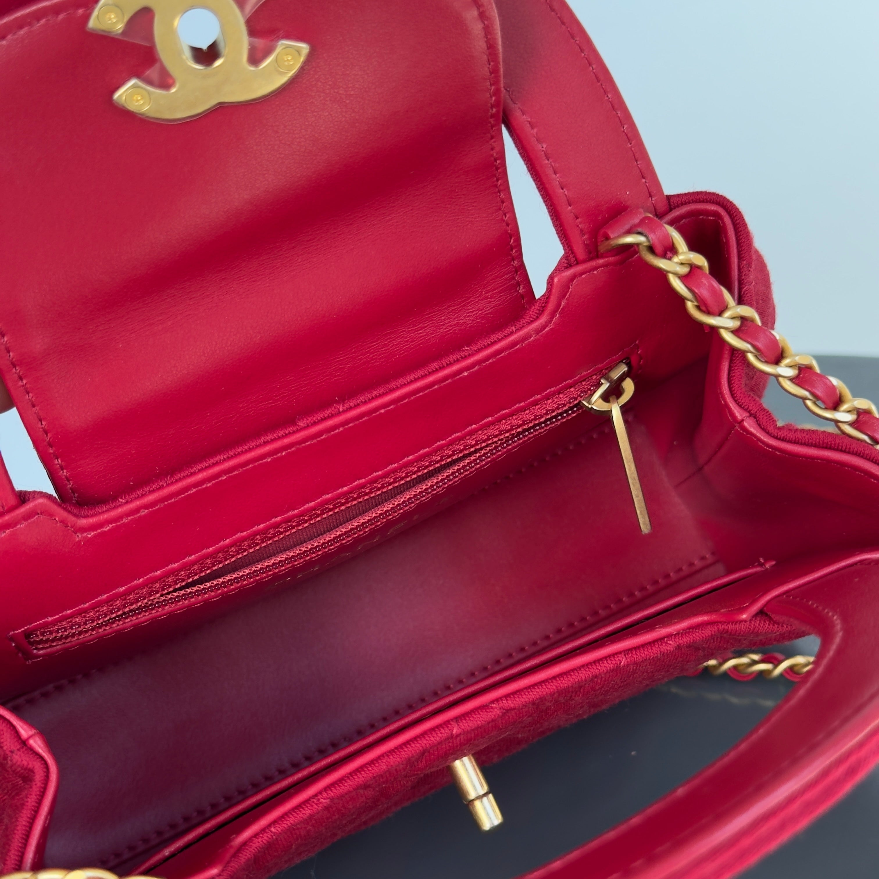 Chanel 2023 Red Jersey Nano Kelly