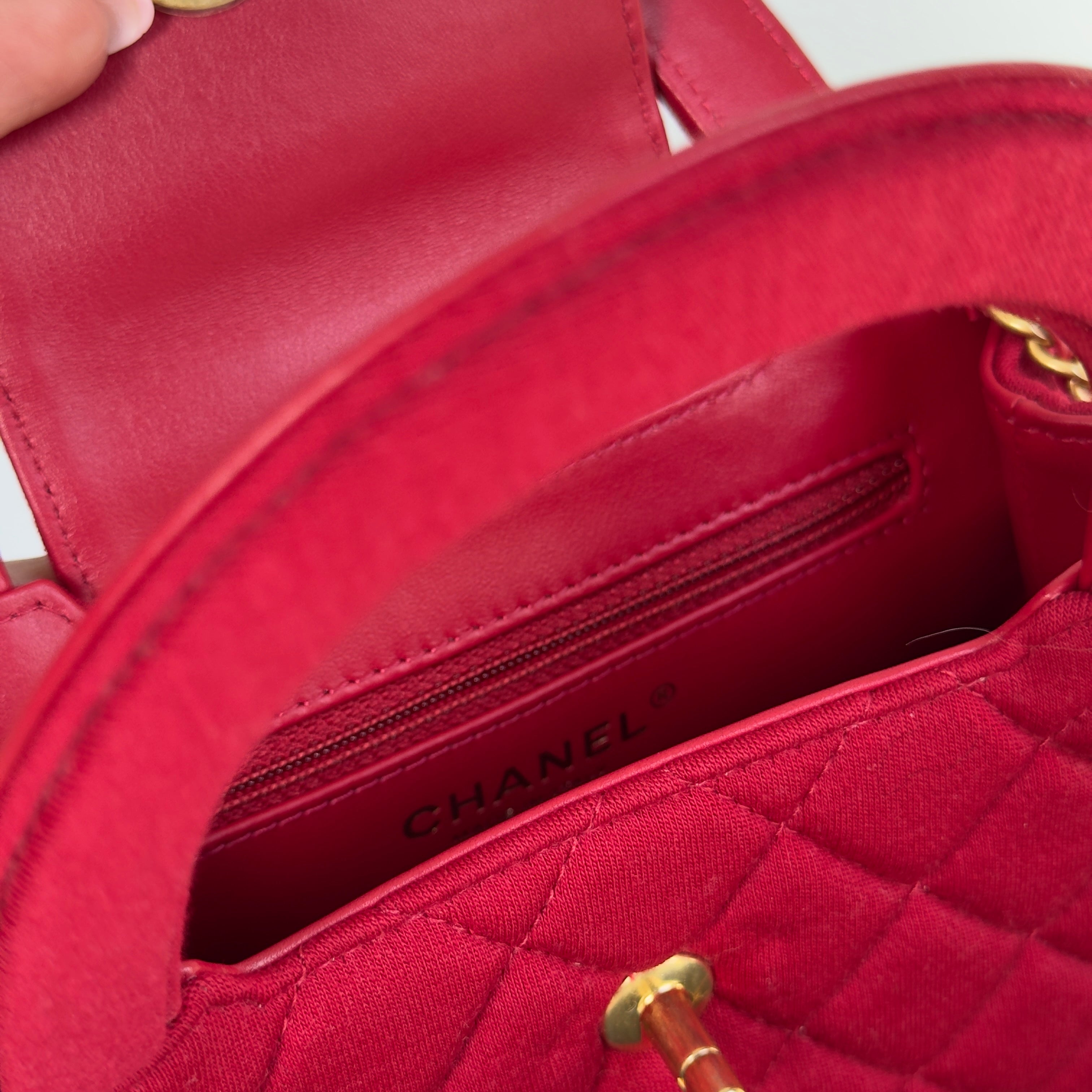 Chanel 2023 Red Jersey Nano Kelly