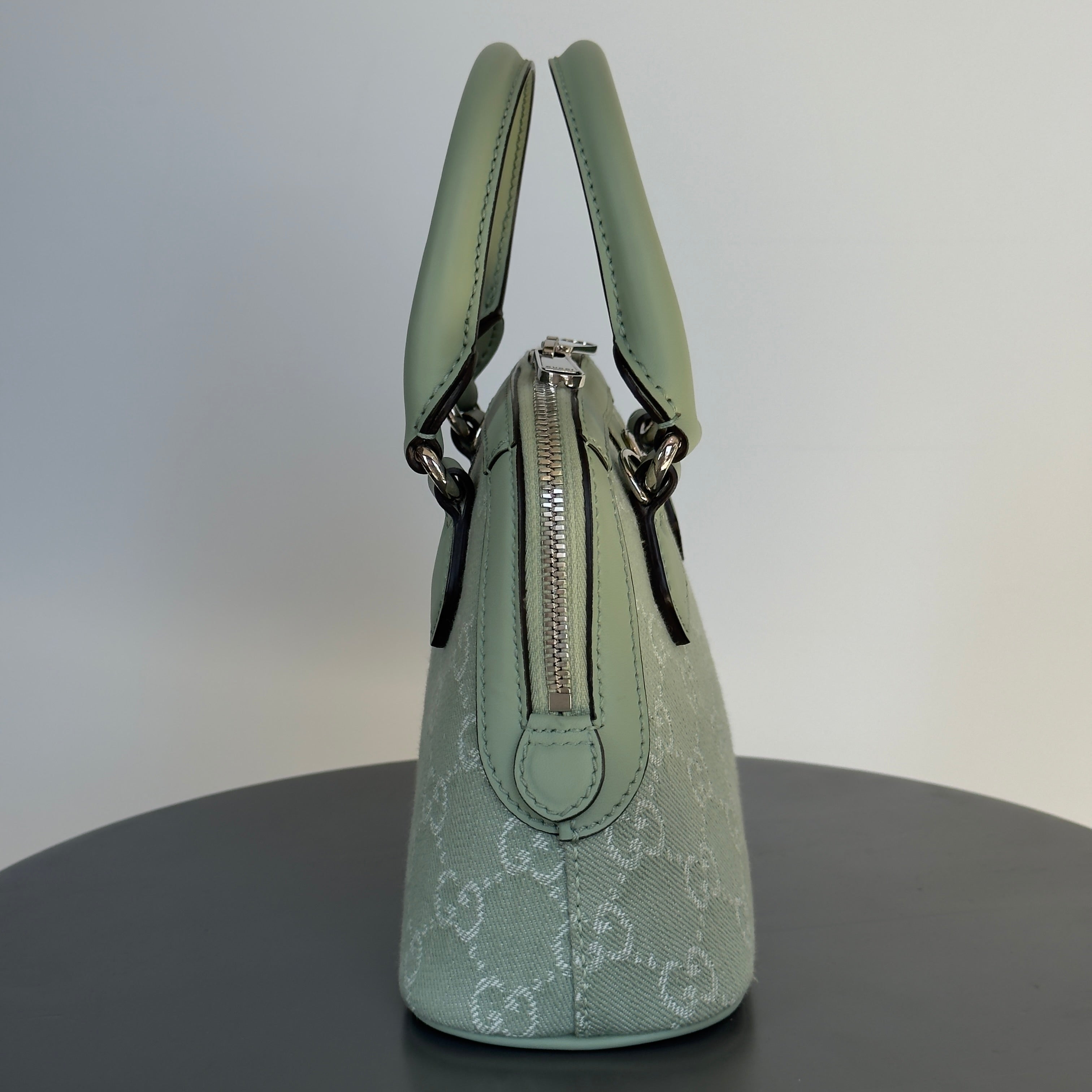 Gucci Denim GG Monogram Calfskin Mini Ophidia Top Handle