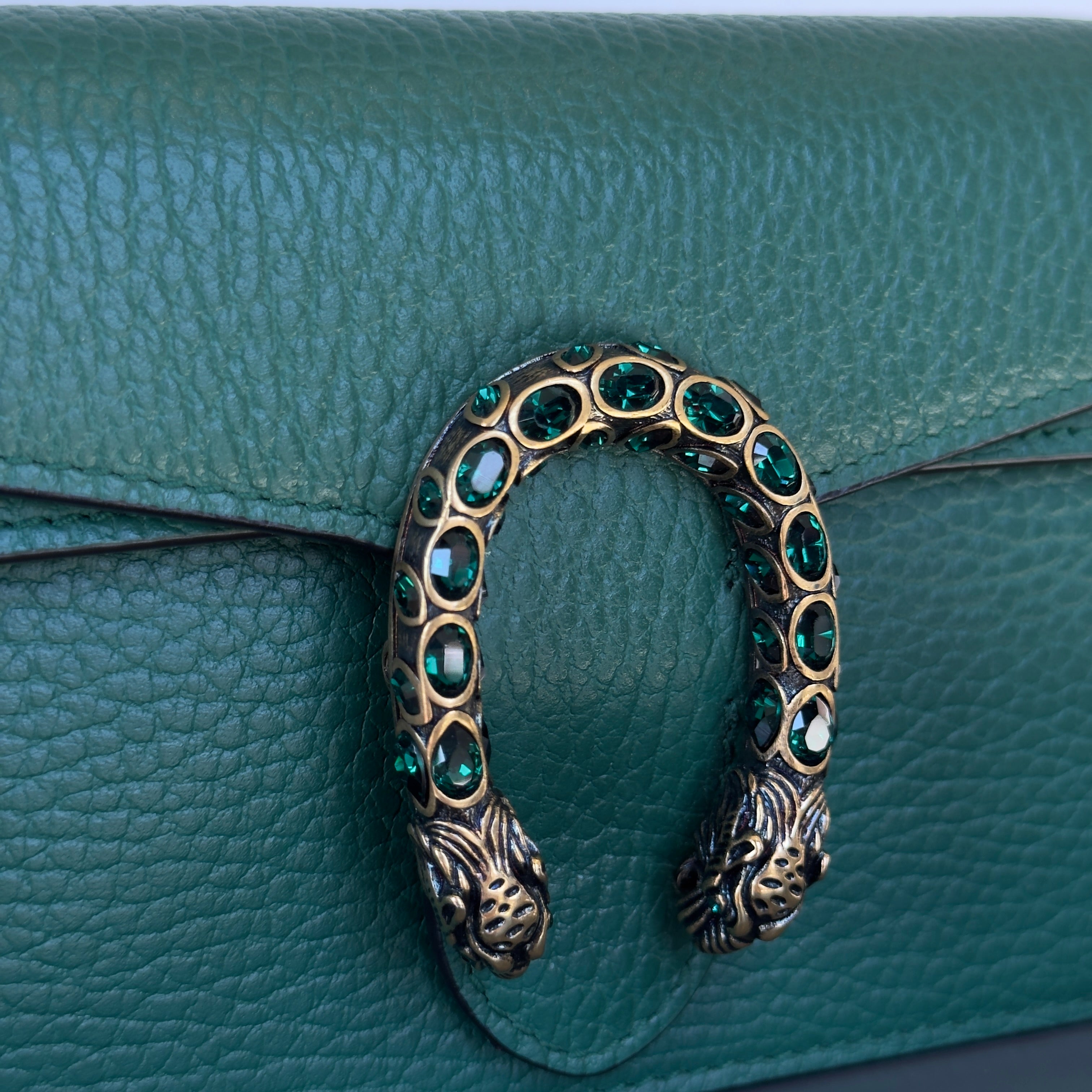 Gucci Dollar Green Calfskin Super Mini Dionysus Crossbody Bag