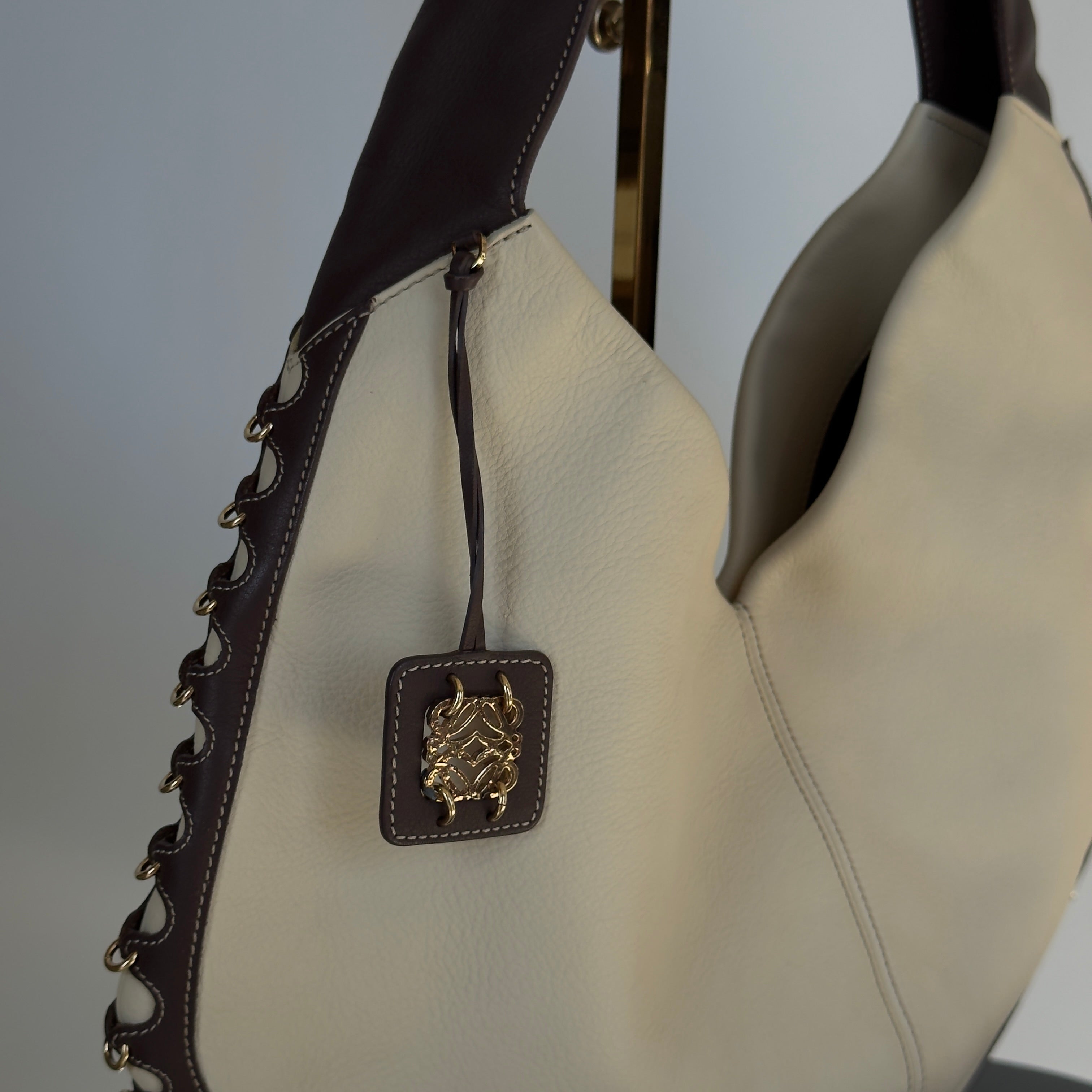 Loewe Half Moon Hobo Bag Cream Leather