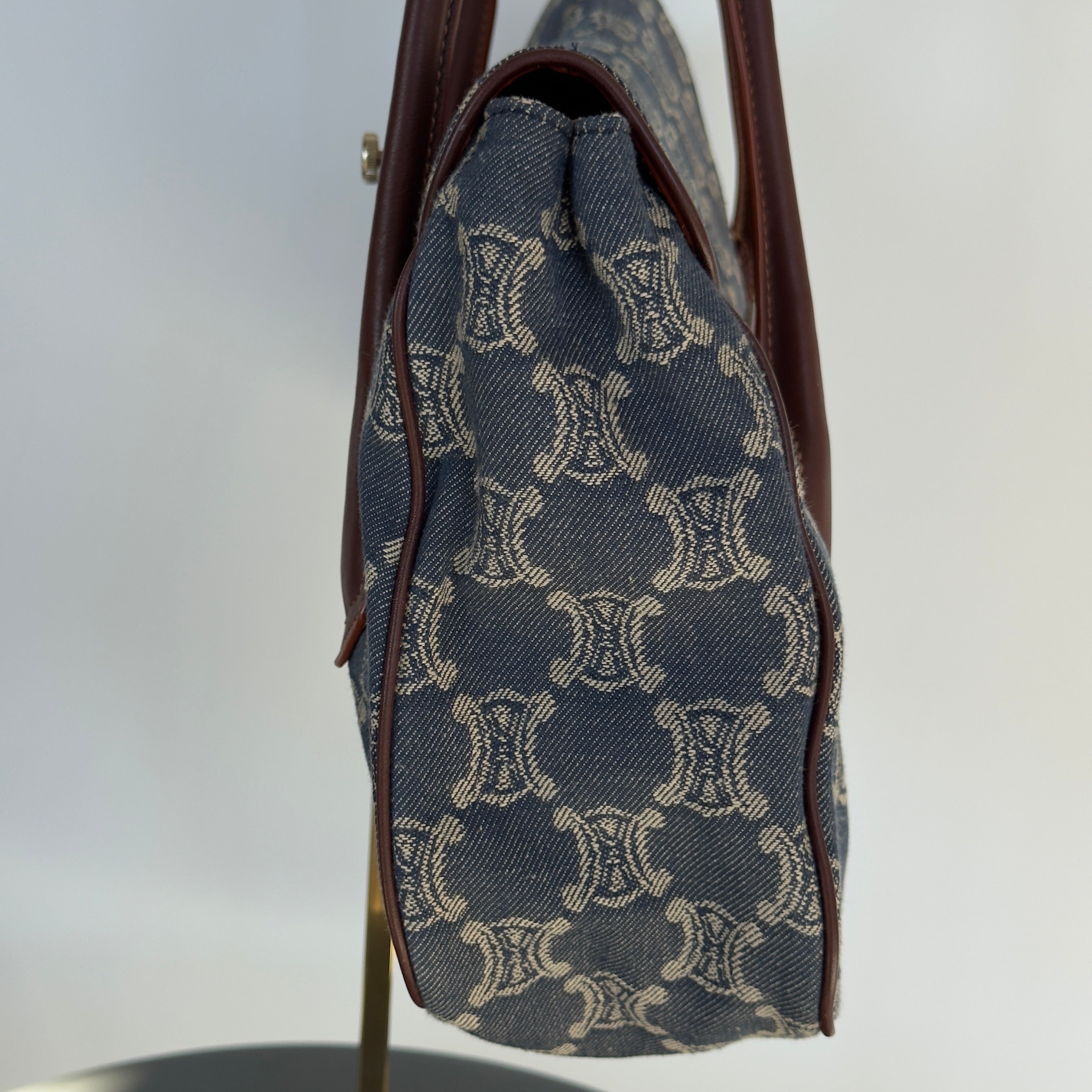 Celine Denim Monogram Triomphe Shoulder Bag