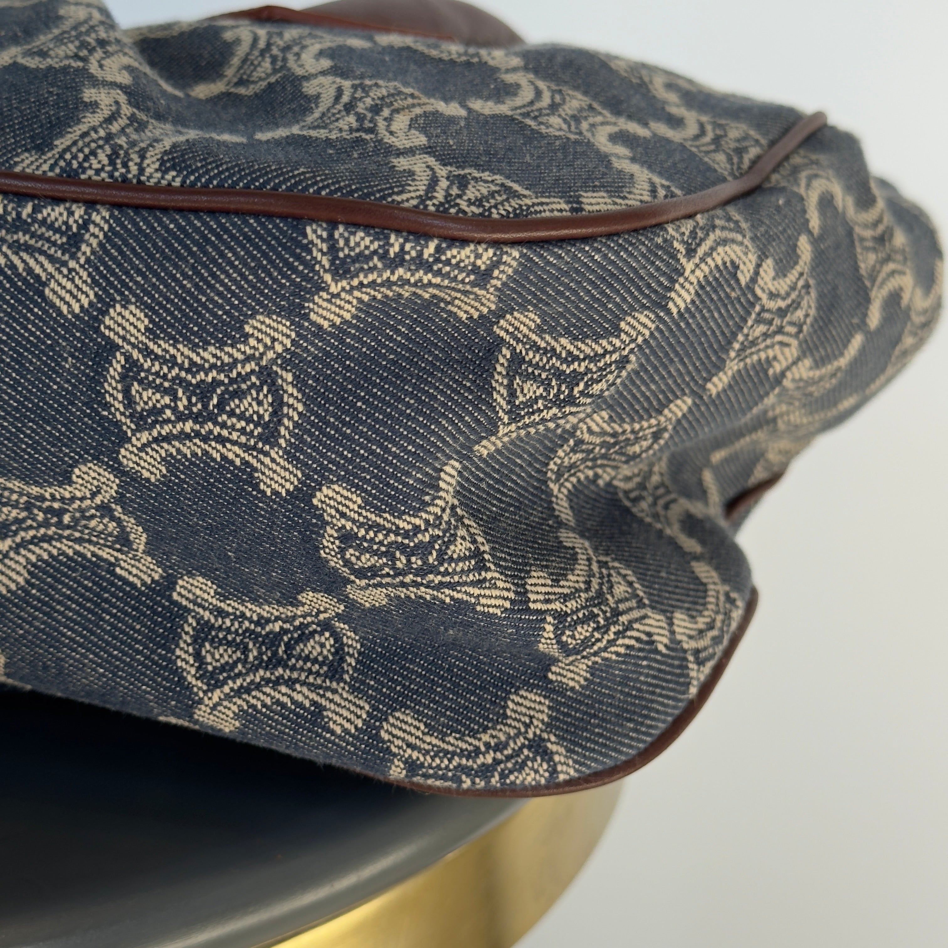 Celine Denim Monogram Triomphe Shoulder Bag