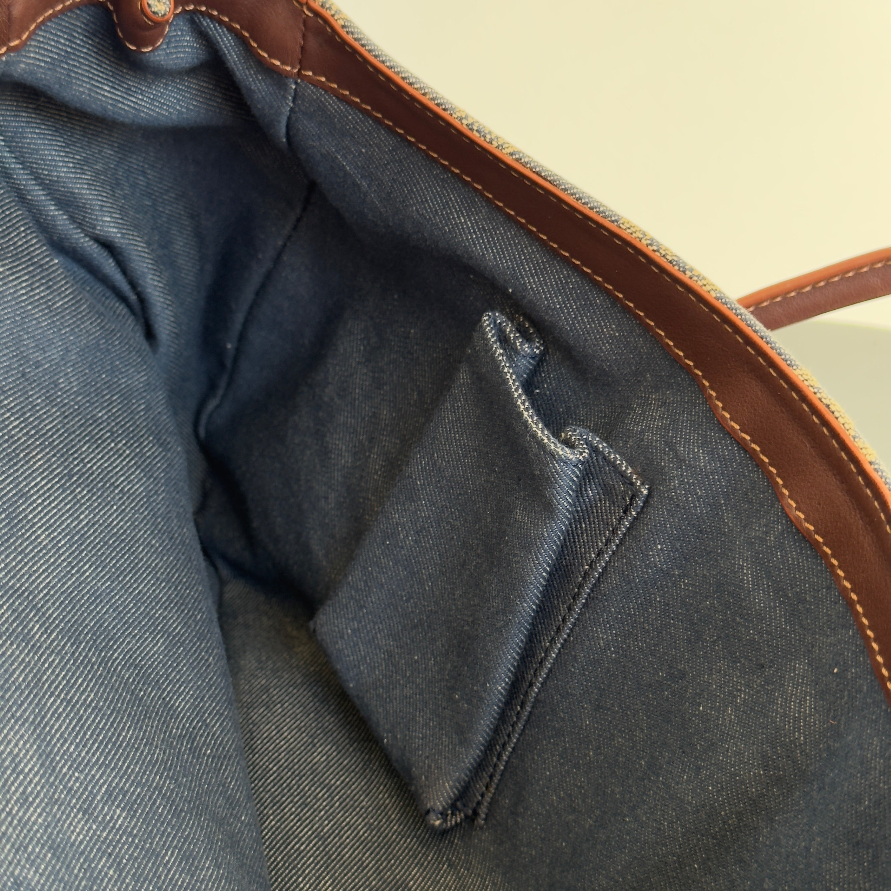 Celine Denim Monogram Triomphe Shoulder Bag