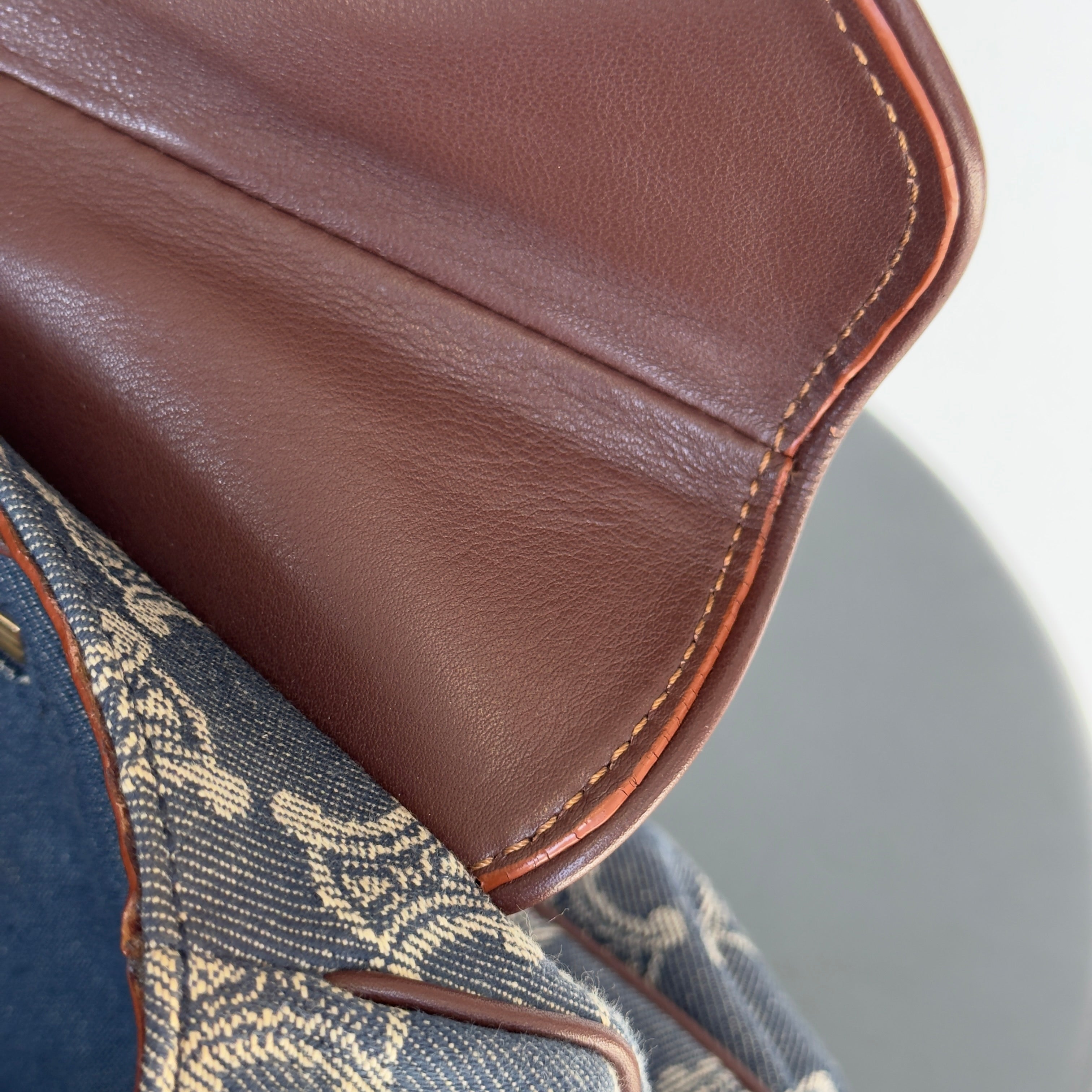 Celine Denim Monogram Triomphe Shoulder Bag