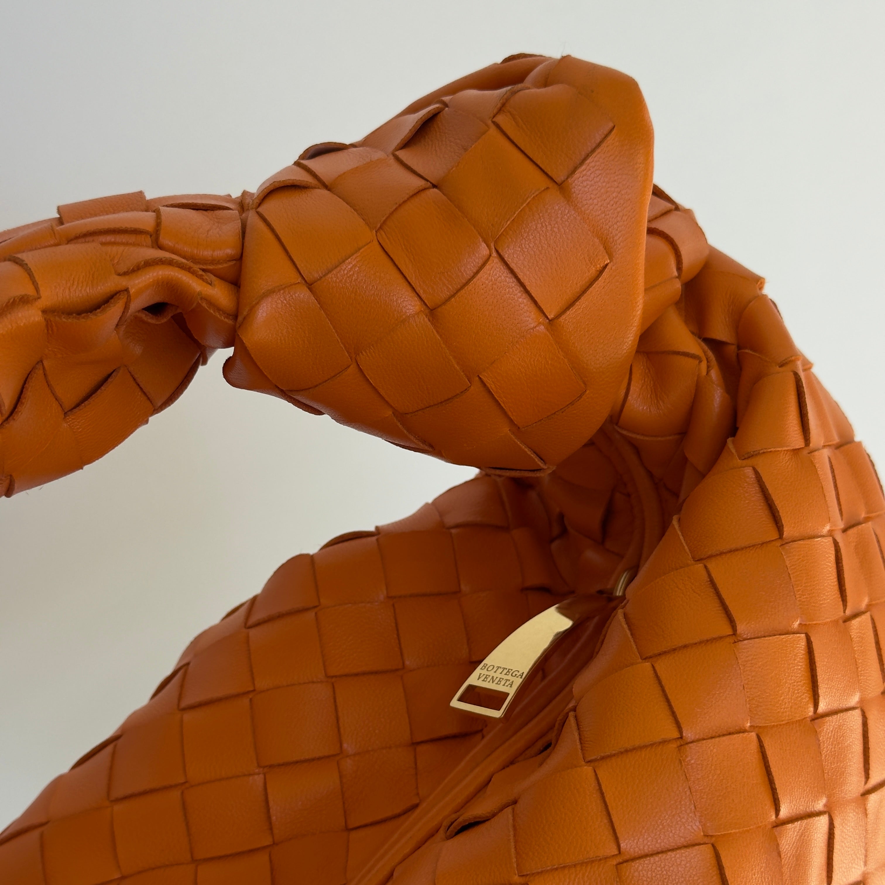 Bottega Veneta Orange Jodie Intrecciato Leather Handbag