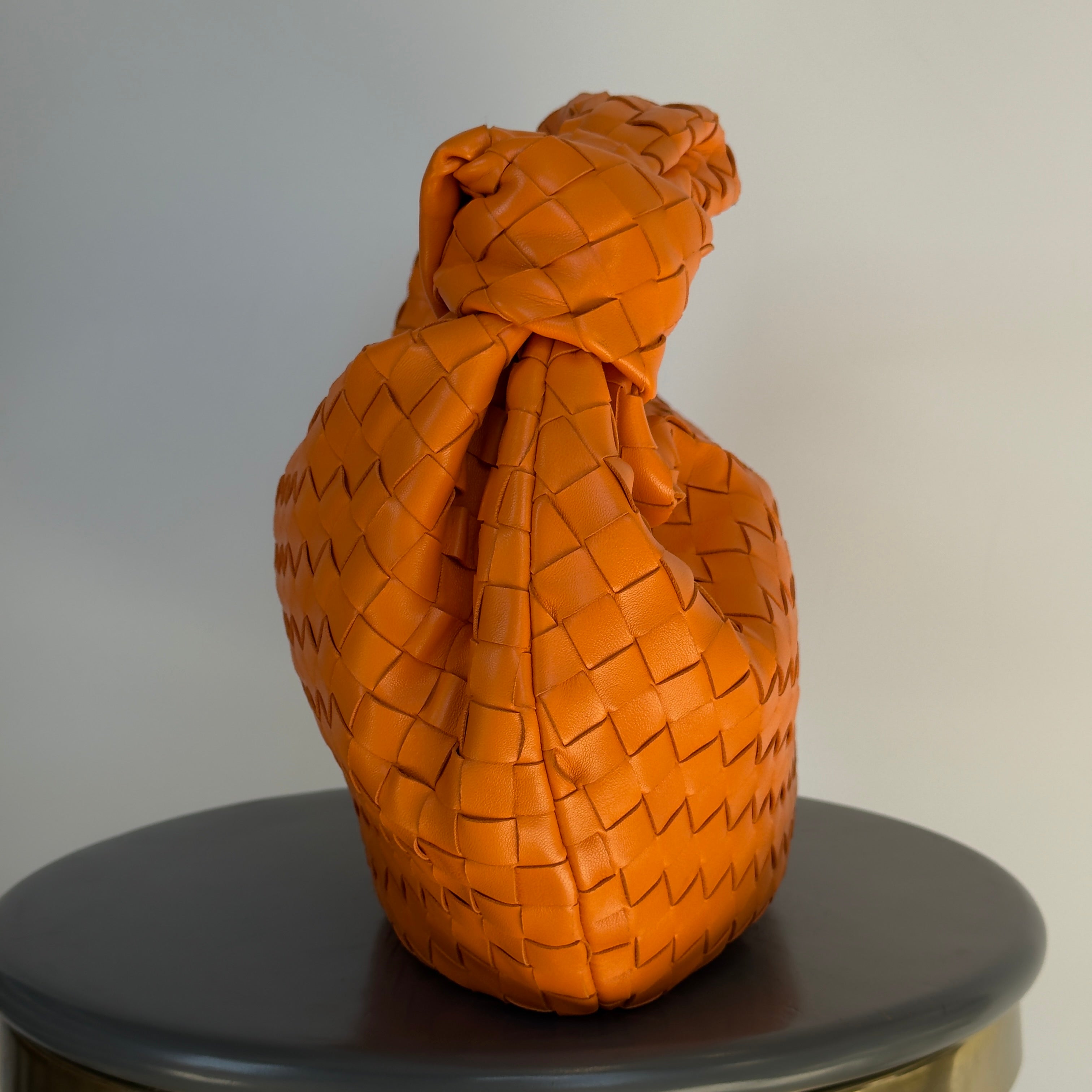 Bottega Veneta Orange Jodie Intrecciato Leather Handbag