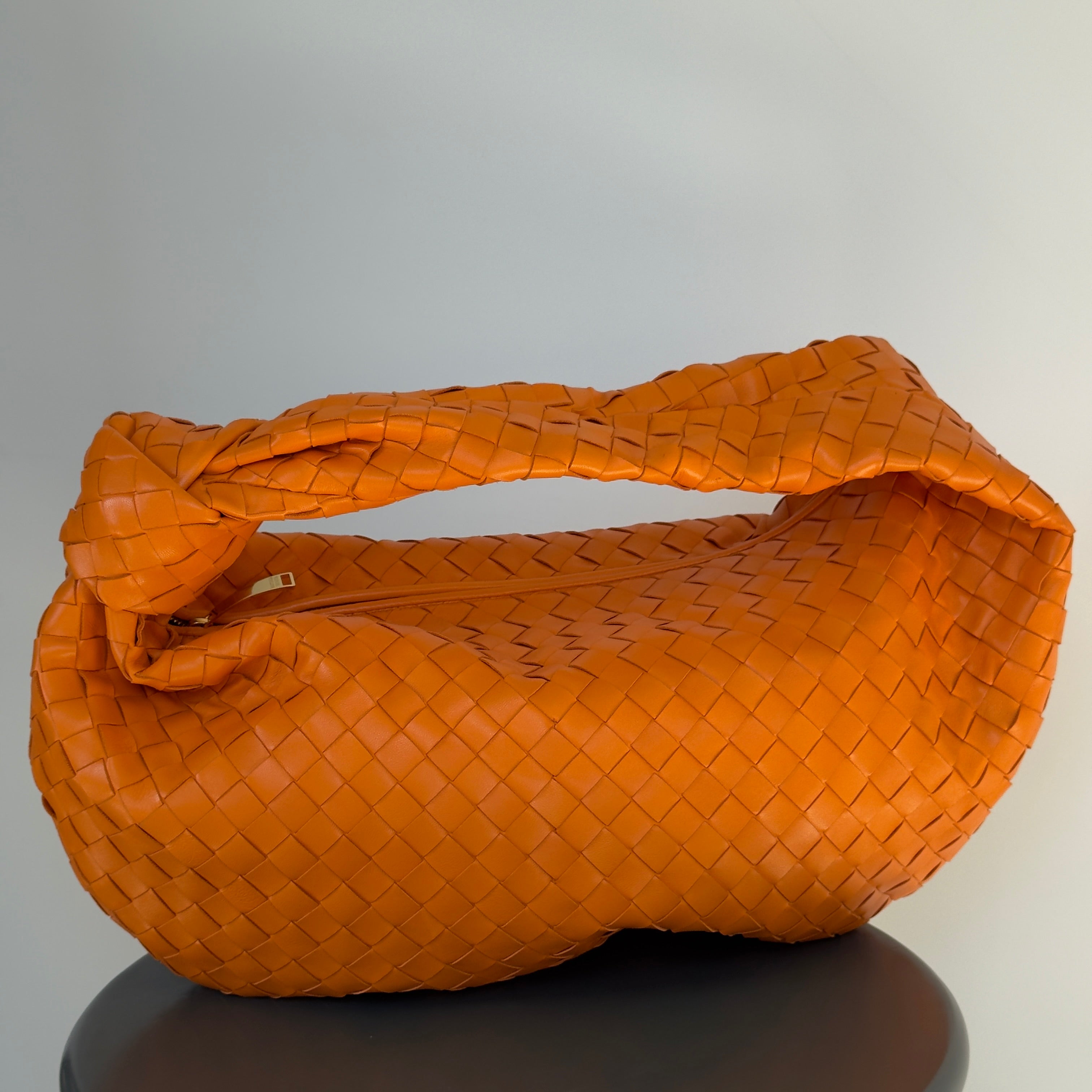 Bottega Veneta Orange Jodie Intrecciato Leather Handbag