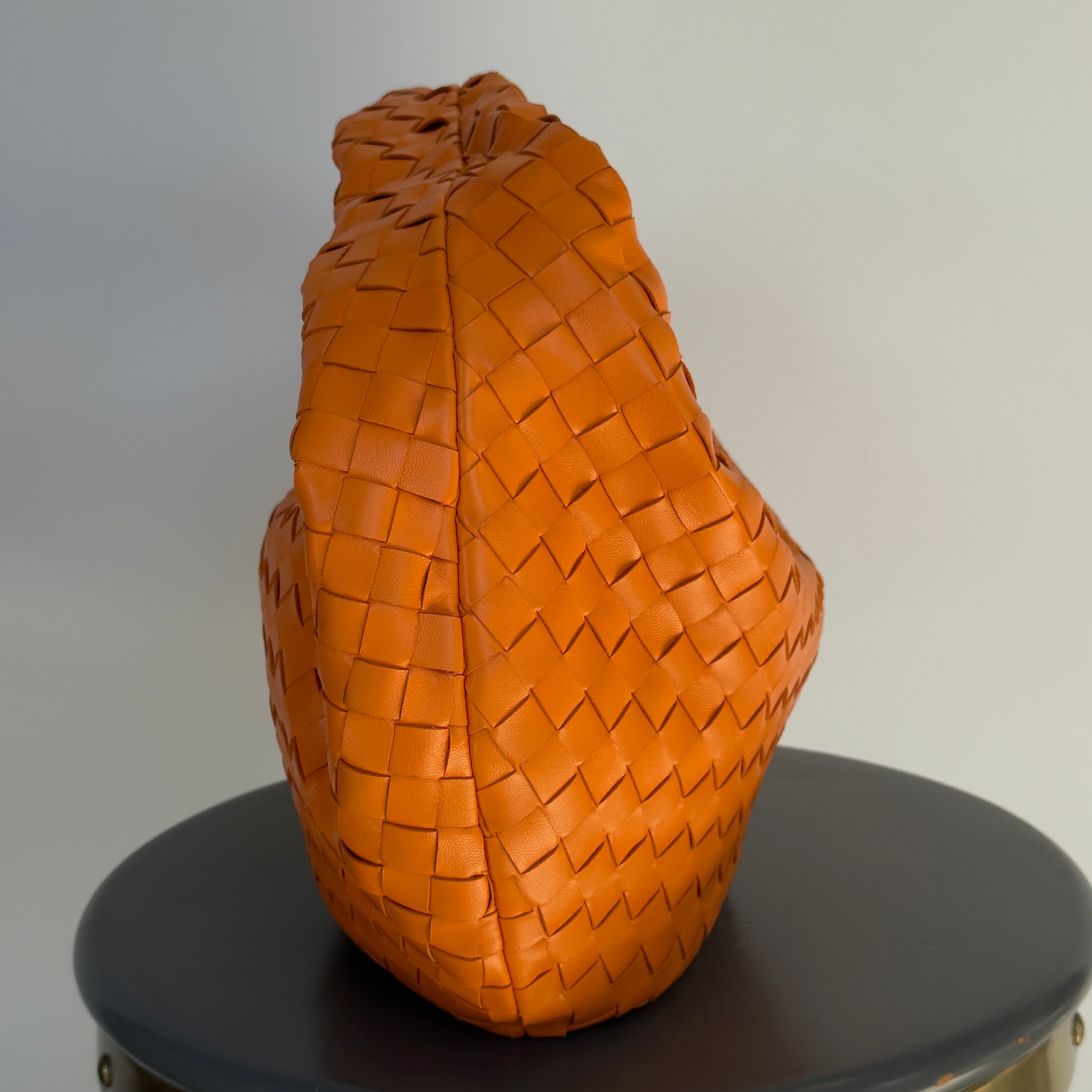 Bottega Veneta Orange Jodie Intrecciato Leather Handbag