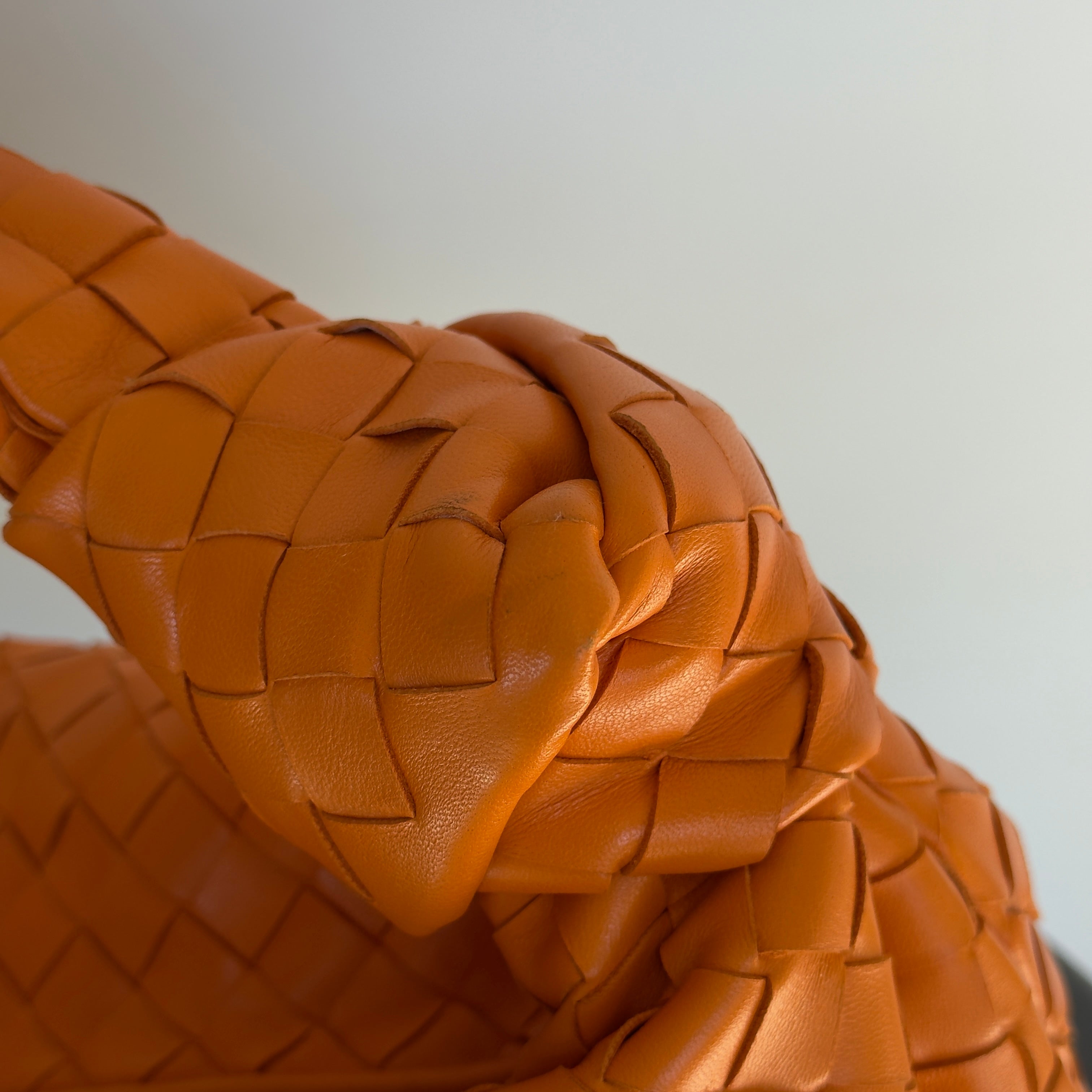 Bottega Veneta Orange Jodie Intrecciato Leather Handbag