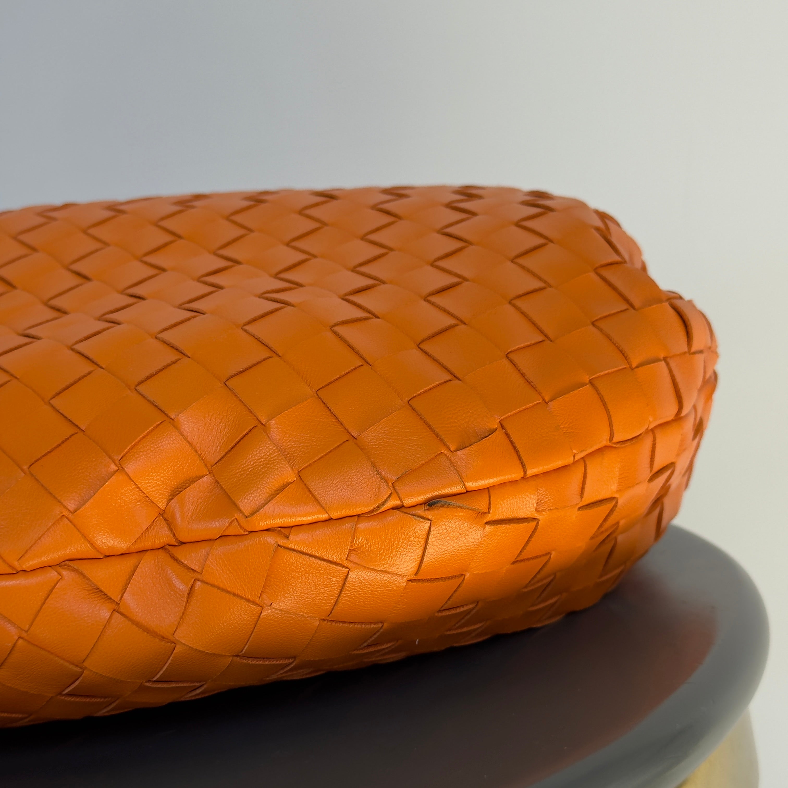 Bottega Veneta Orange Jodie Intrecciato Leather Handbag