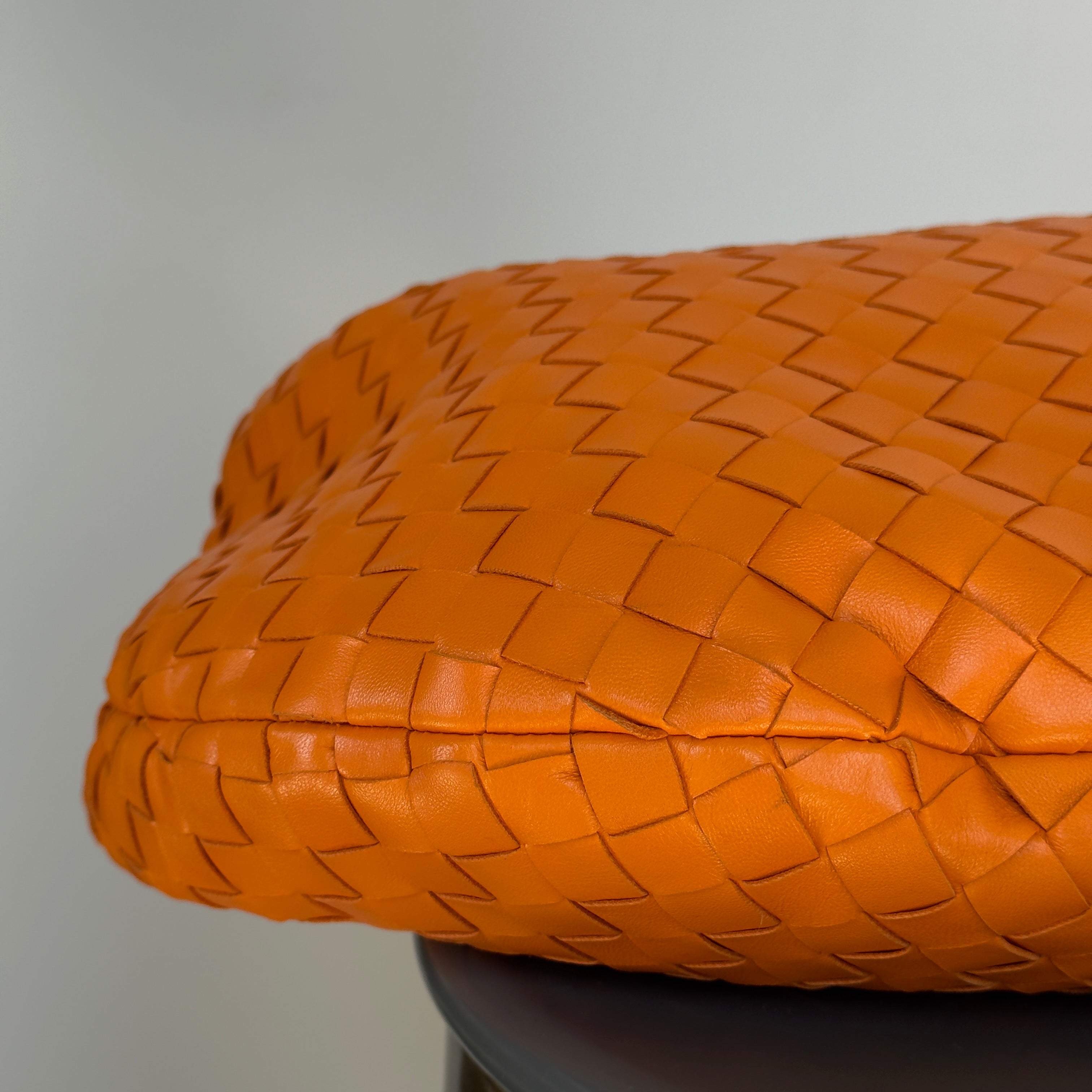 Bottega Veneta Orange Jodie Intrecciato Leather Handbag