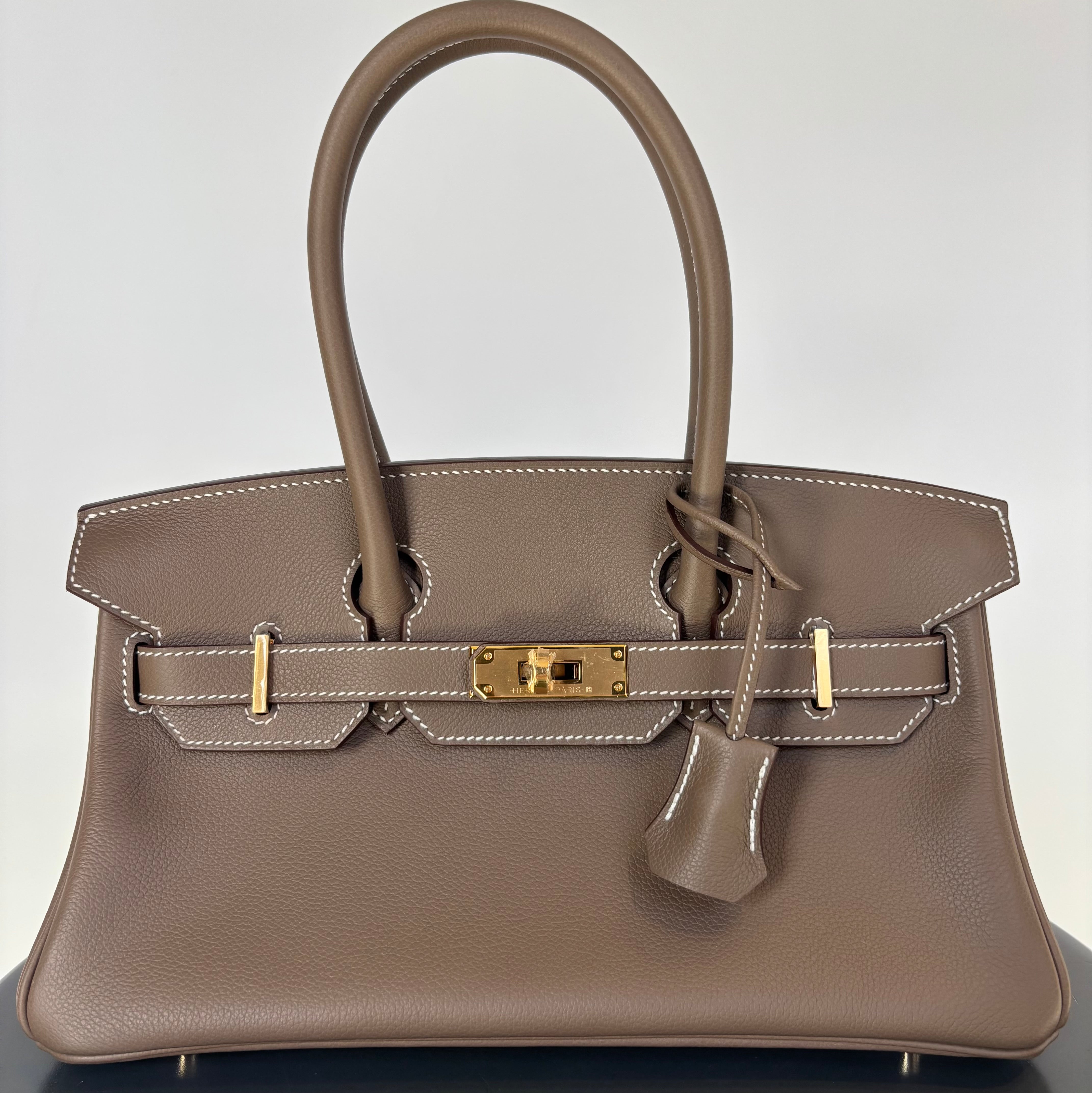 Hermes Evercolor Shoulder Birkin Light 29 Etoupe / Gold Hardware - Replica Handbags