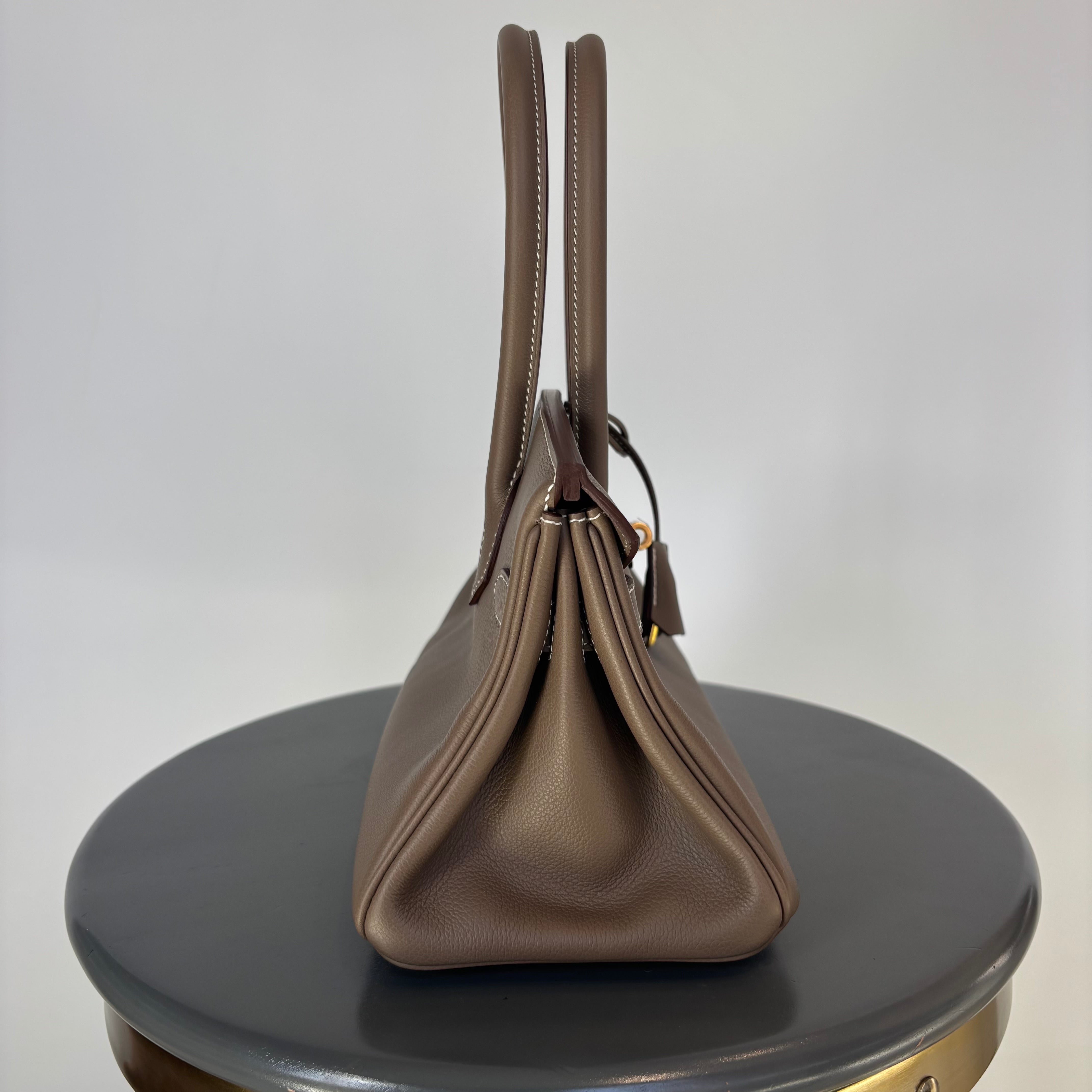 Hermes Evercolor Shoulder Birkin Light 29 Etoupe / Gold Hardware - Replica Handbags