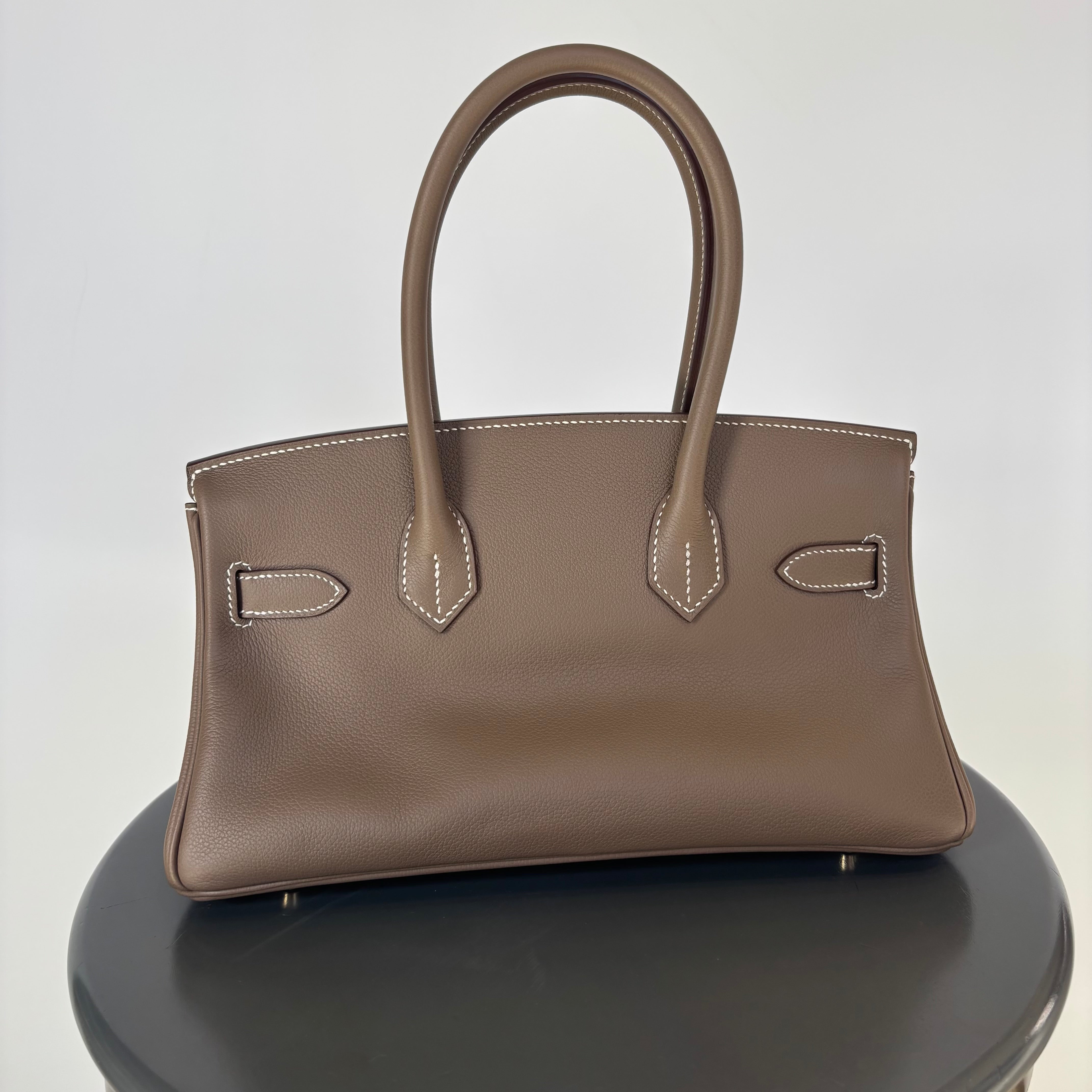 Hermes Evercolor Shoulder Birkin Light 29 Etoupe / Gold Hardware - Replica Handbags