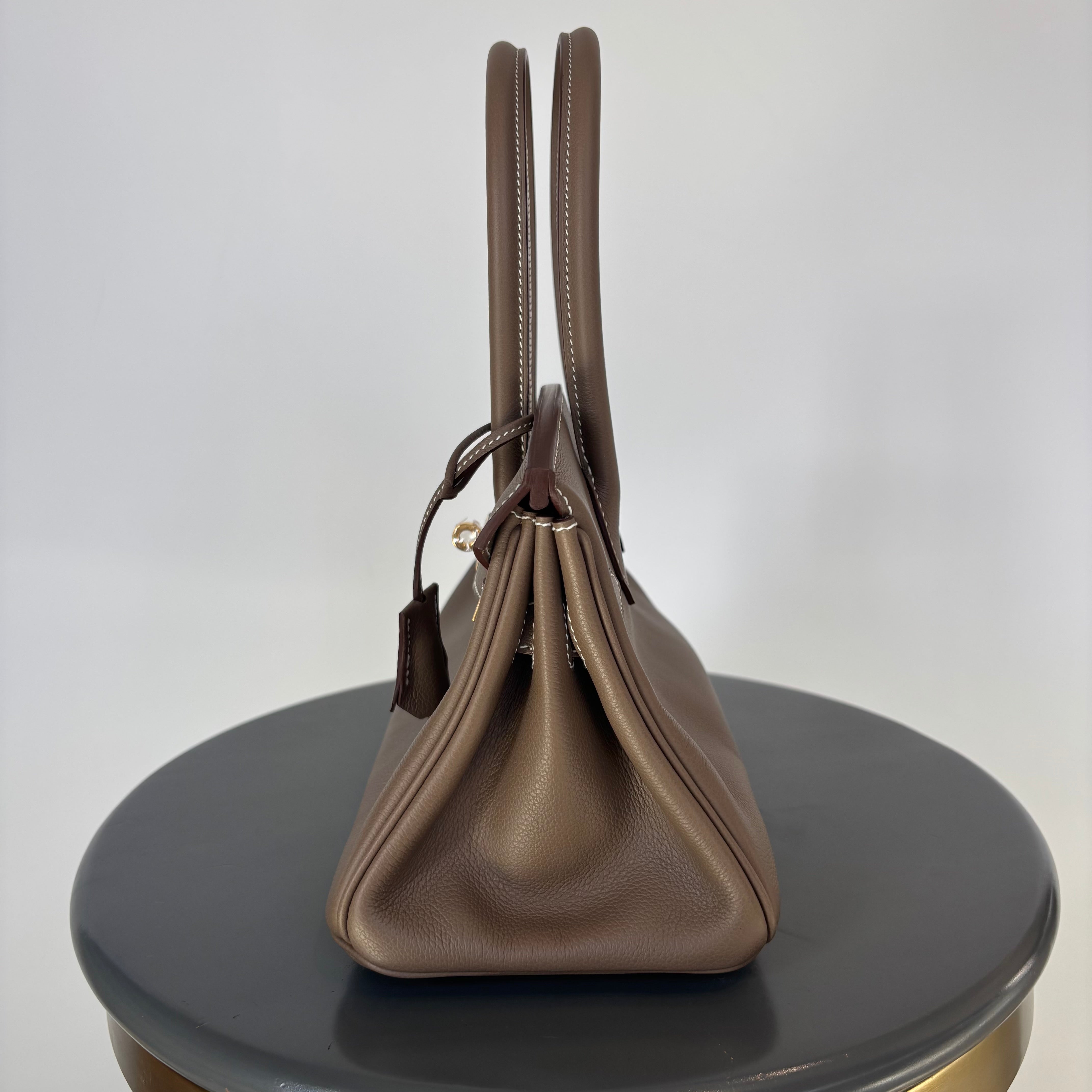 Hermes Evercolor Shoulder Birkin Light 29 Etoupe / Gold Hardware -  Replica Handbags 