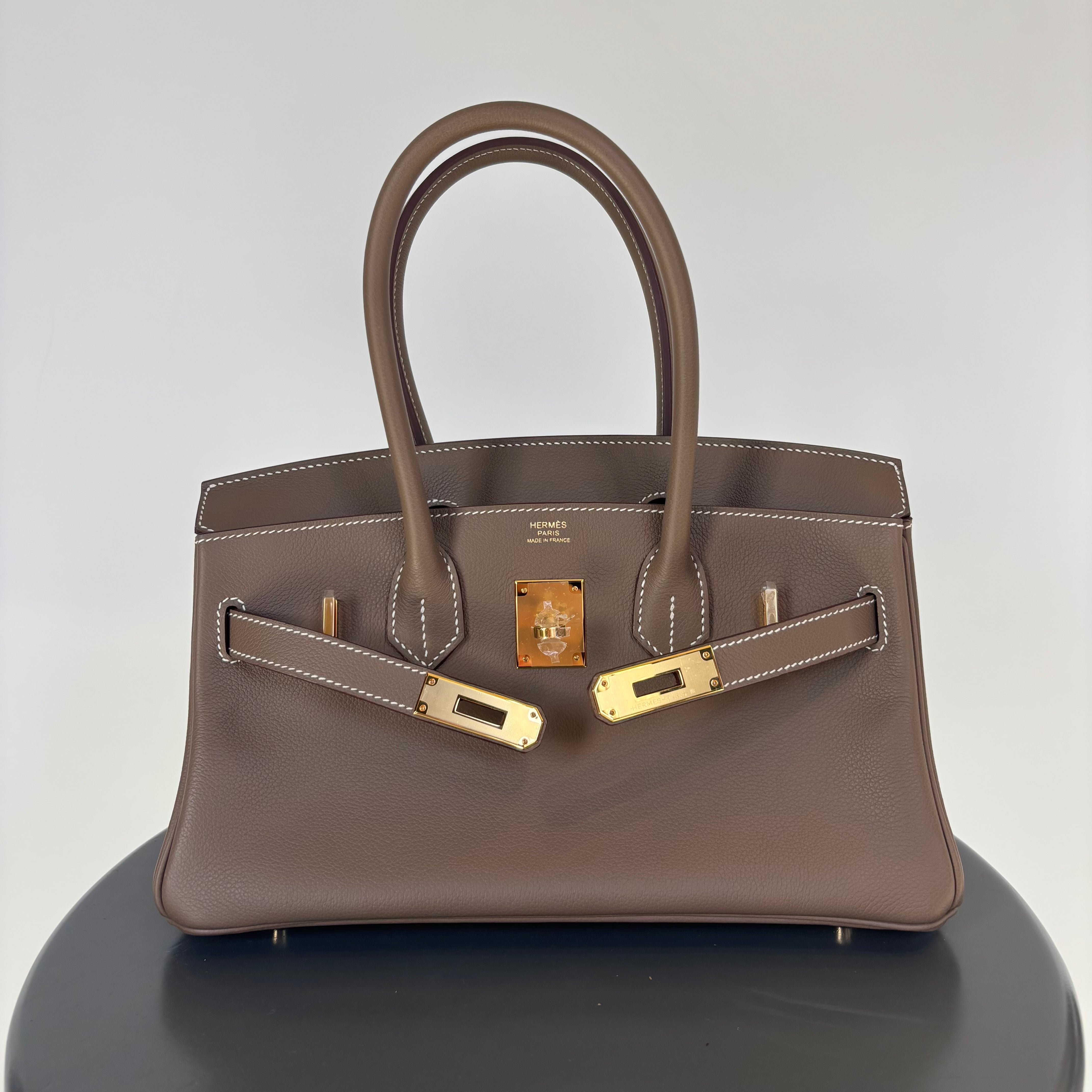 Hermes Evercolor Shoulder Birkin Light 29 Etoupe / Gold Hardware -  Replica Handbags 