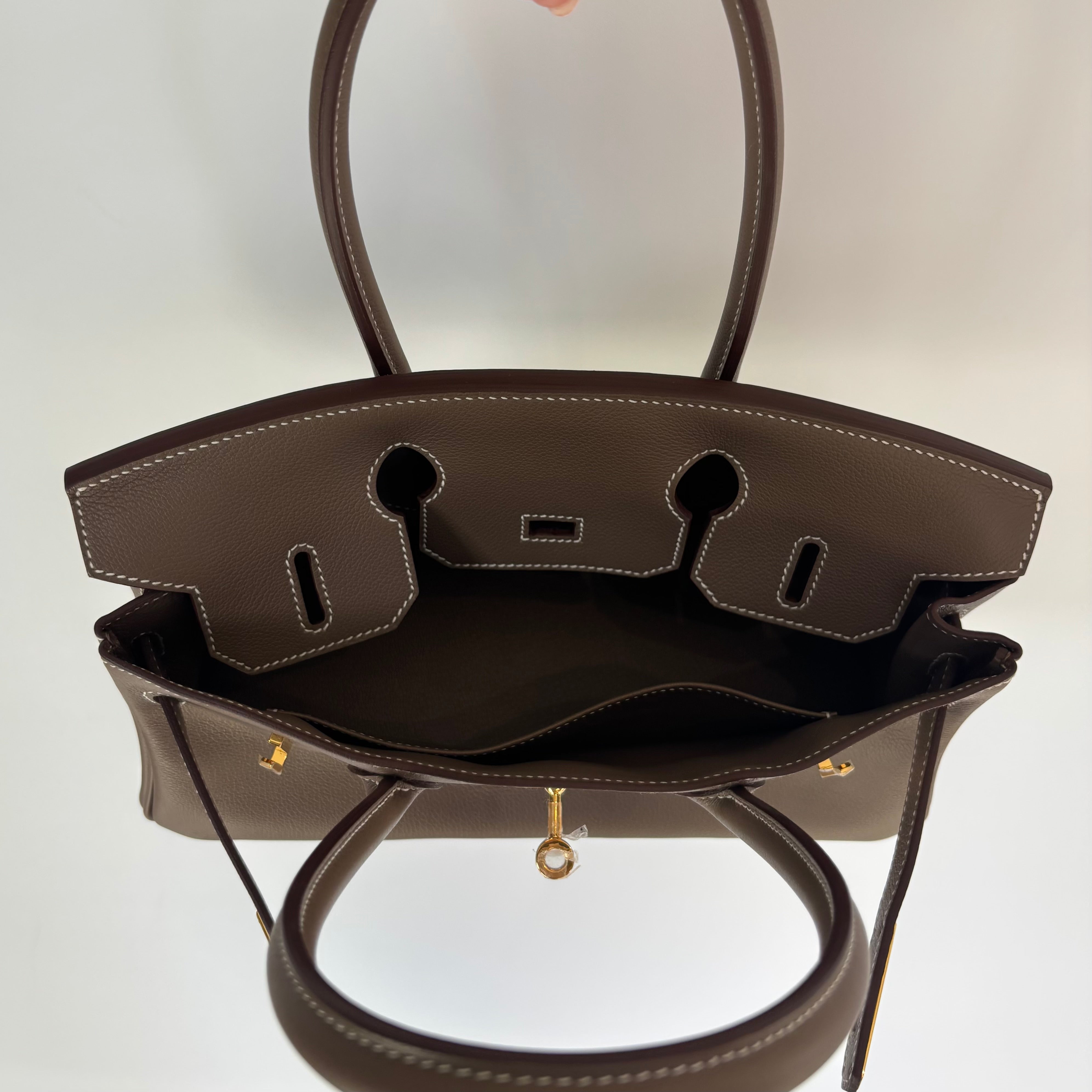 Hermes Evercolor Shoulder Birkin Light 29 Etoupe / Gold Hardware -  Replica Handbags 