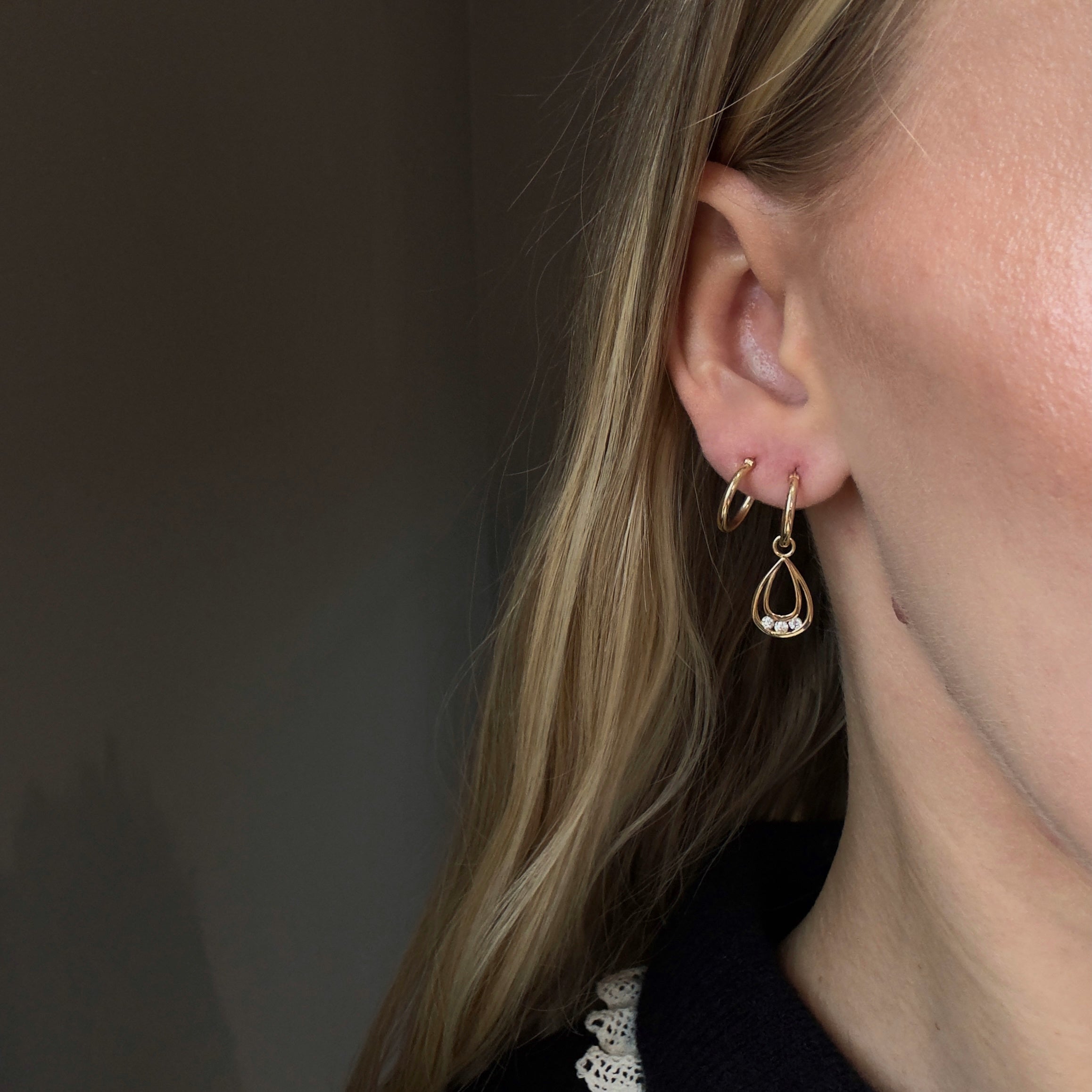 14K Yellow Gold 0.21 Carat Diamond Teardrop Hoop Drop Earrings -  Replica Handbags 