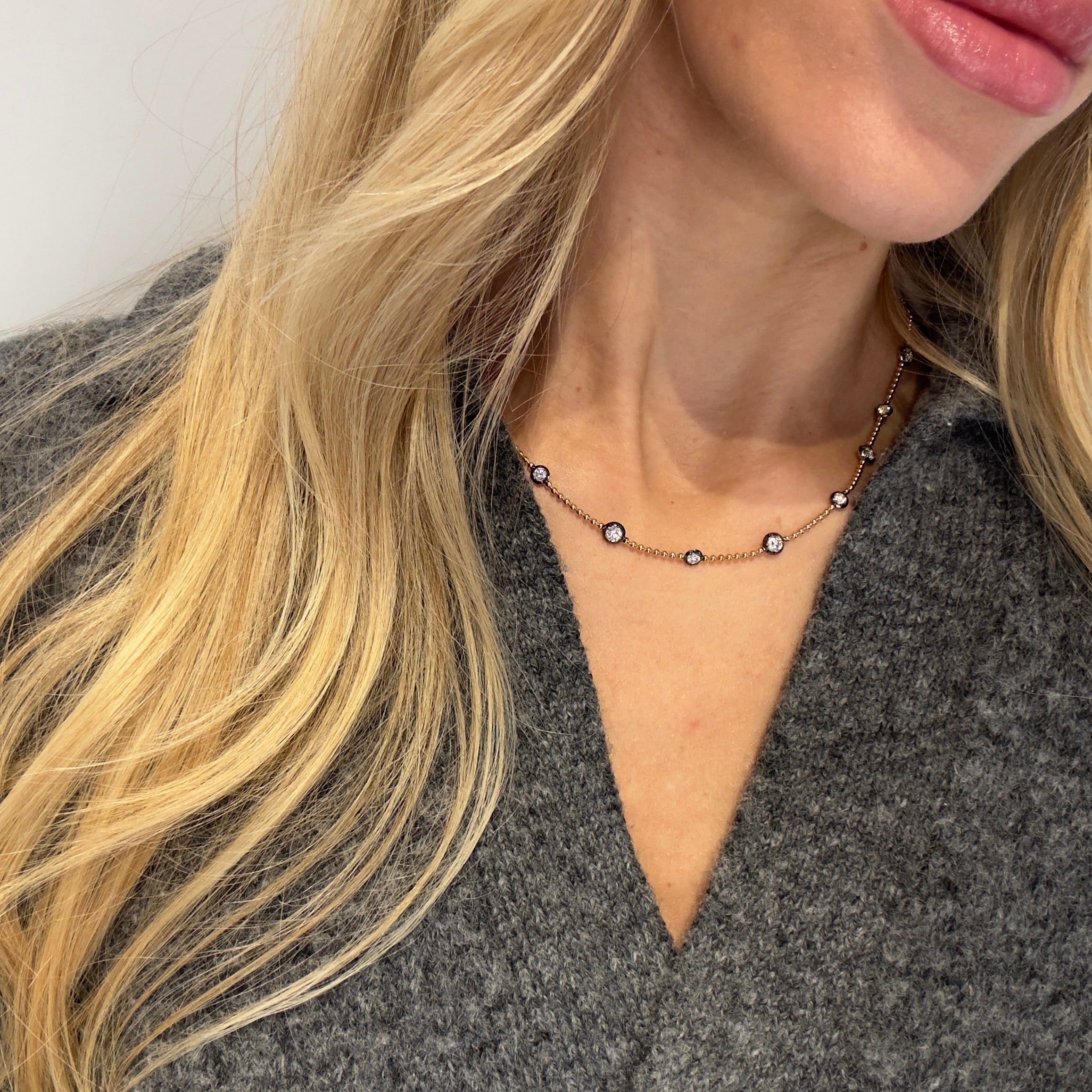 Georgian Inspired 3 Carat Lab Grown Diamond Station Necklace -  Replica Handbags 