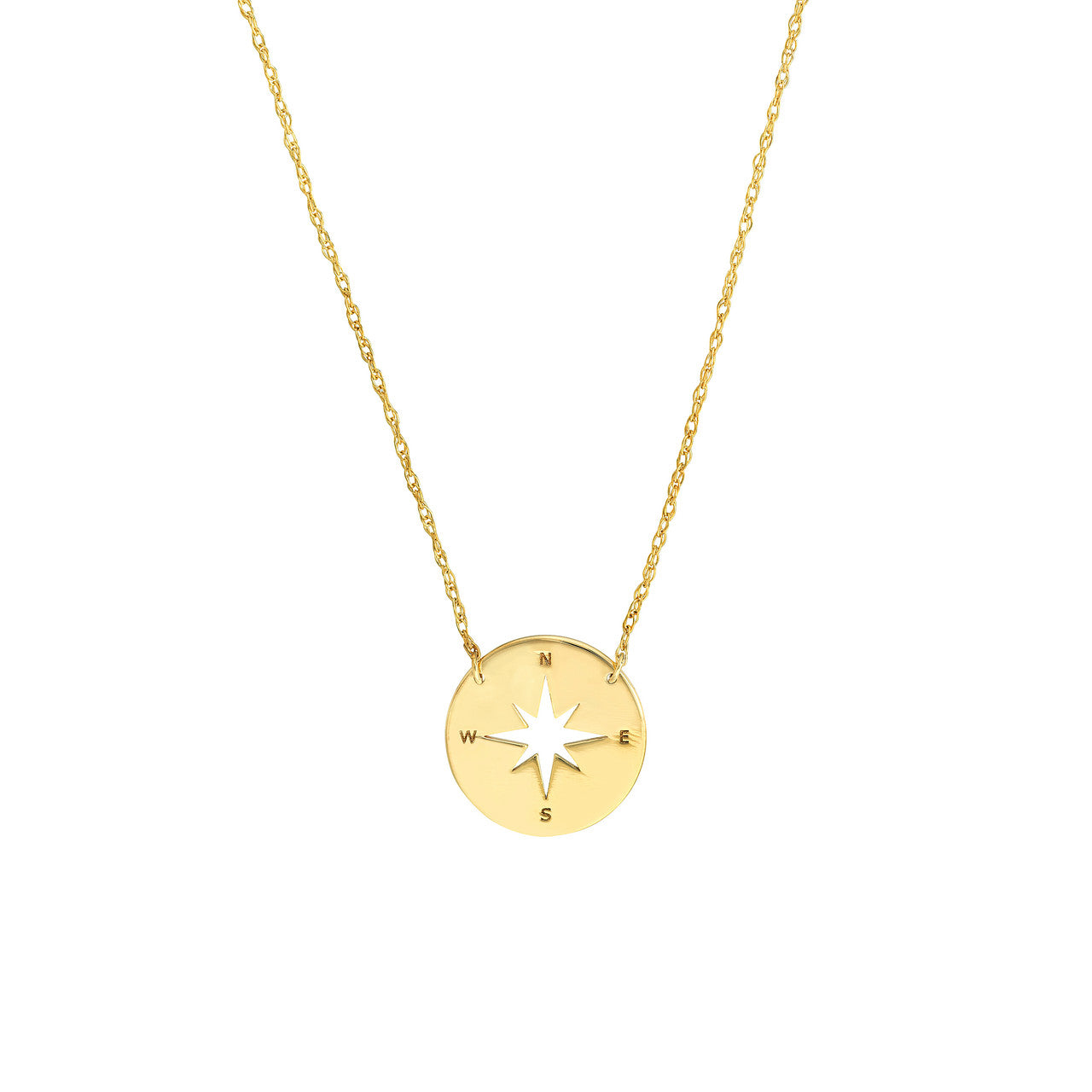 14K Yellow Gold Mini Compass Pendant Necklace - Replica Handbags