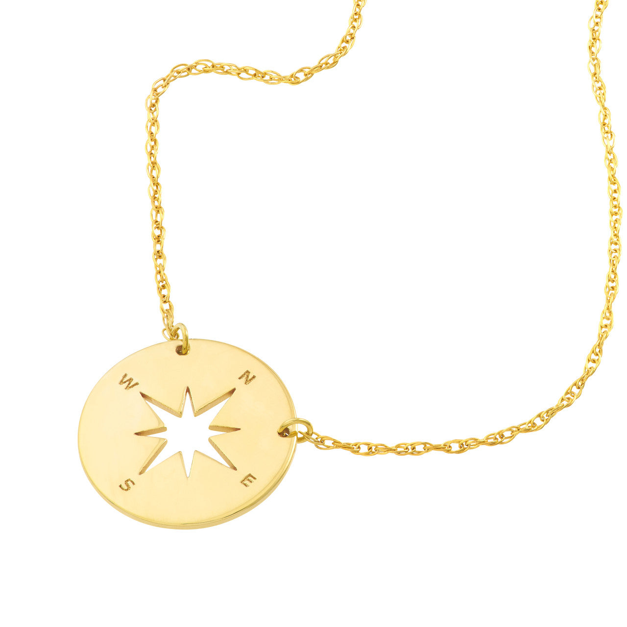 14K Yellow Gold Mini Compass Pendant Necklace - Replica Handbags