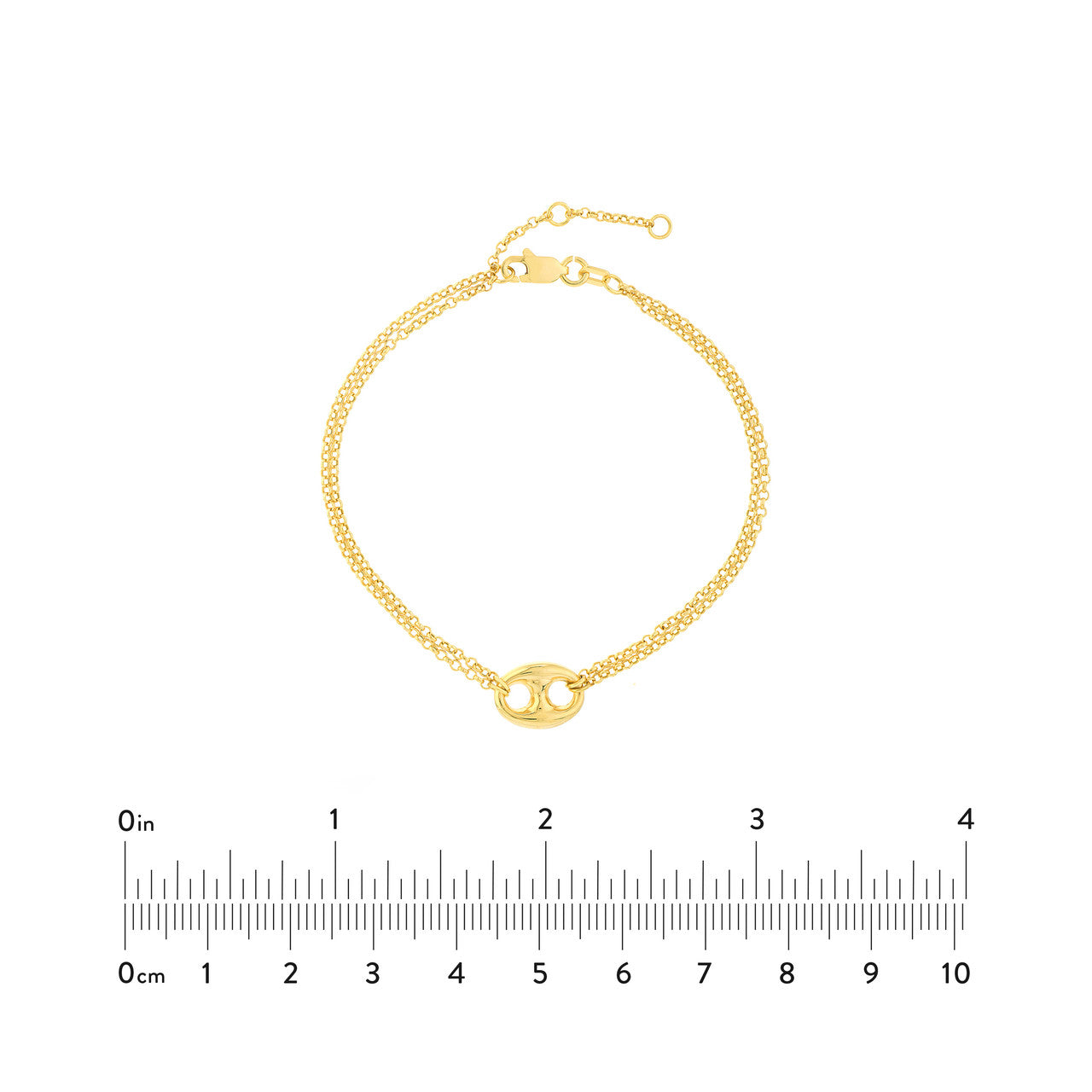 14K Yellow Gold Puff Mariner Double Chain Bracelet -  Replica Handbags 