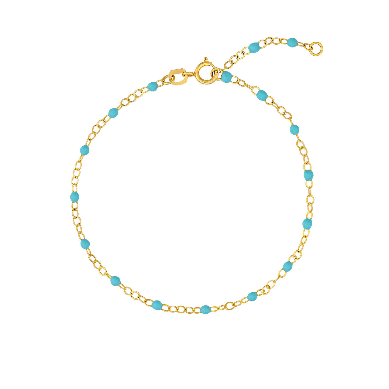14K Yellow Gold Turquoise Blue Enamel Bead Station Bracelet -  Replica Handbags 