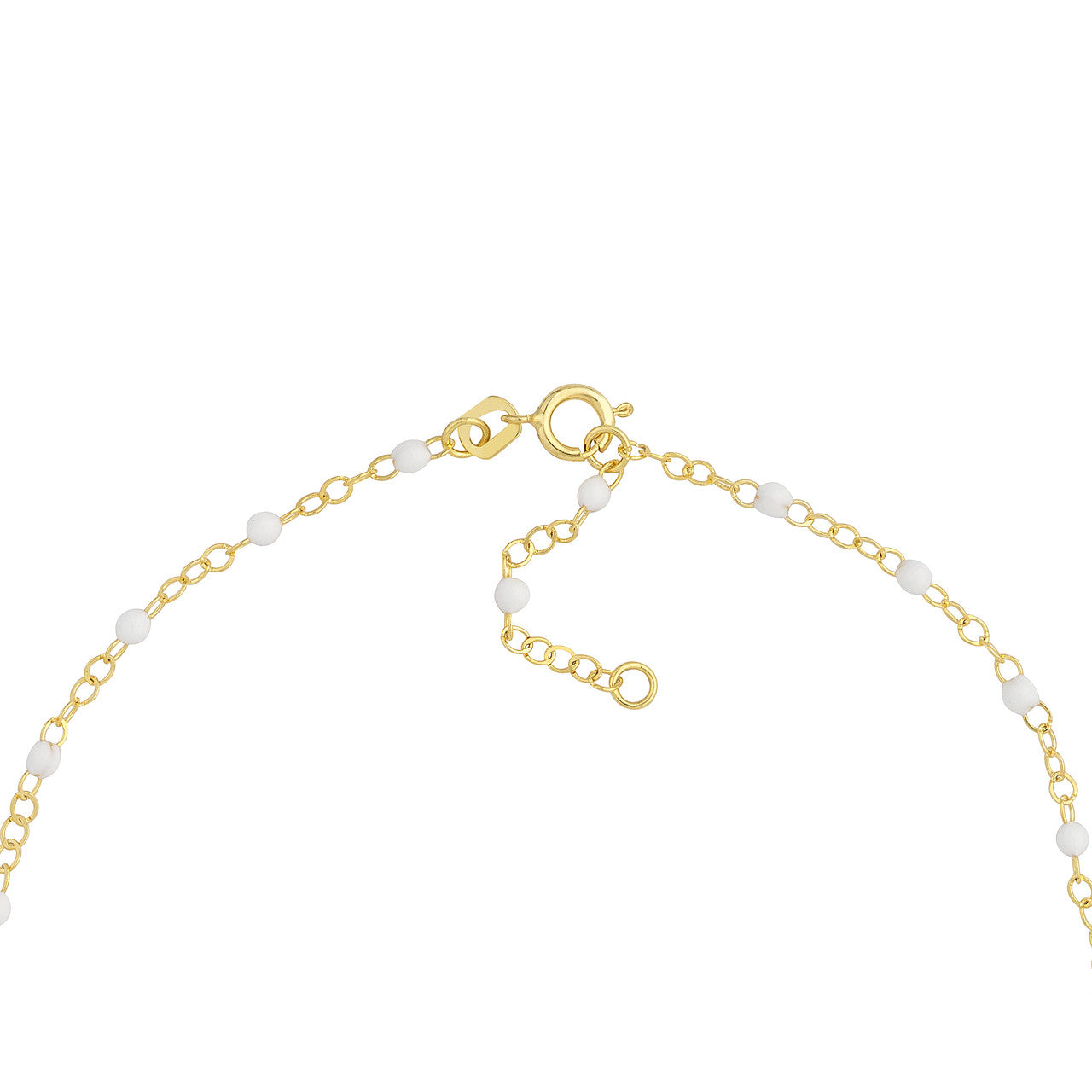 14K Yellow Gold White Enamel Bead Station Bracelet -  Replica Handbags 
