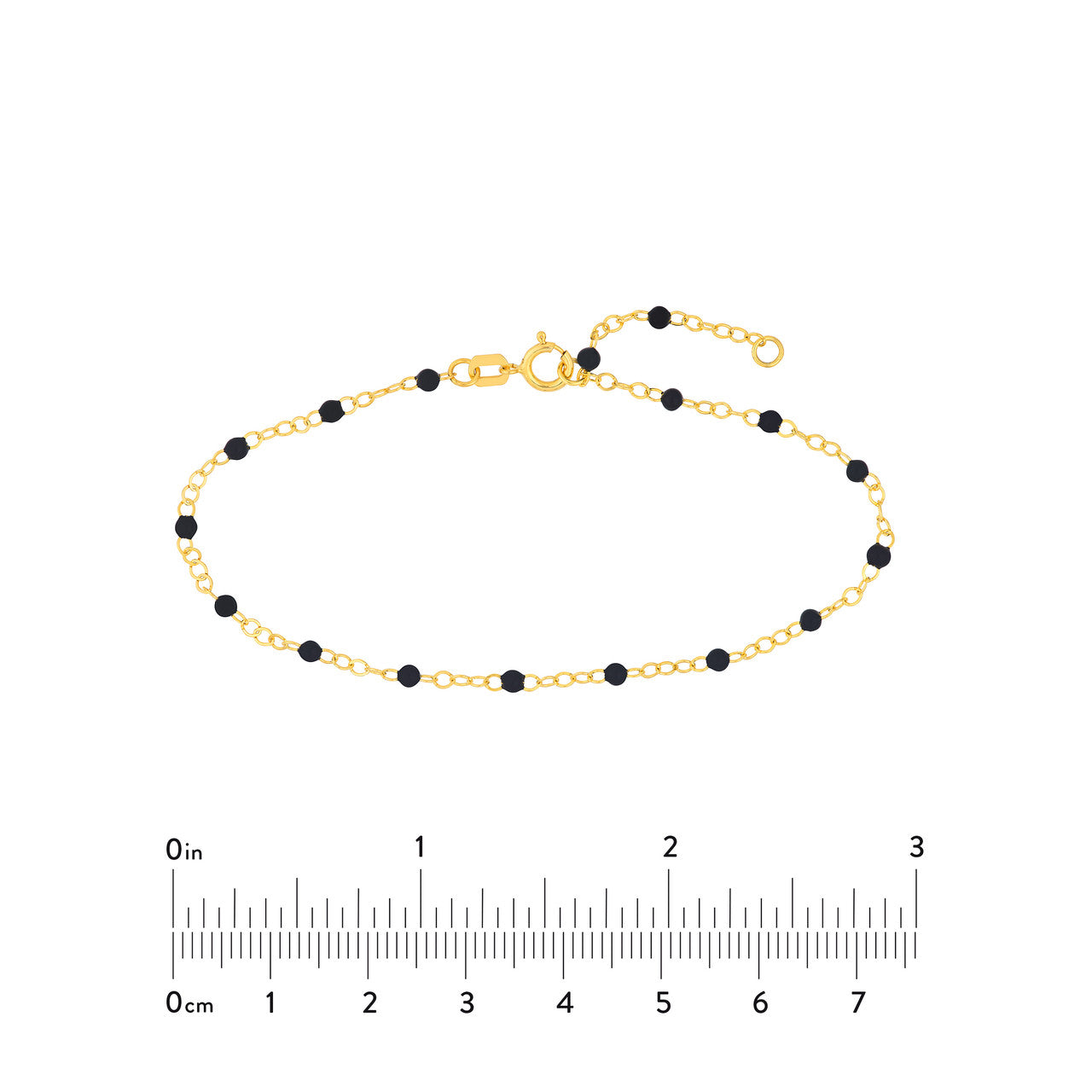14K Yellow Gold Black Enamel Bead Station Chain Bracelet -  Replica Handbags 