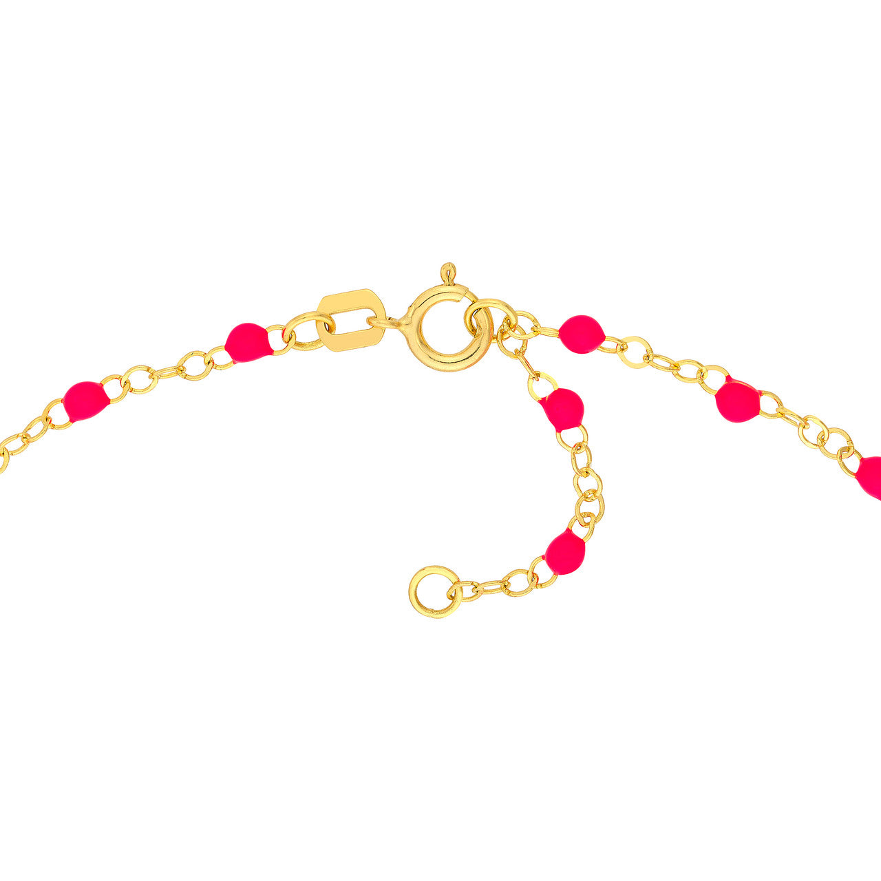 14K Yellow Gold Neon Pink Enamel Bead Station Bracelet -  Replica Handbags 