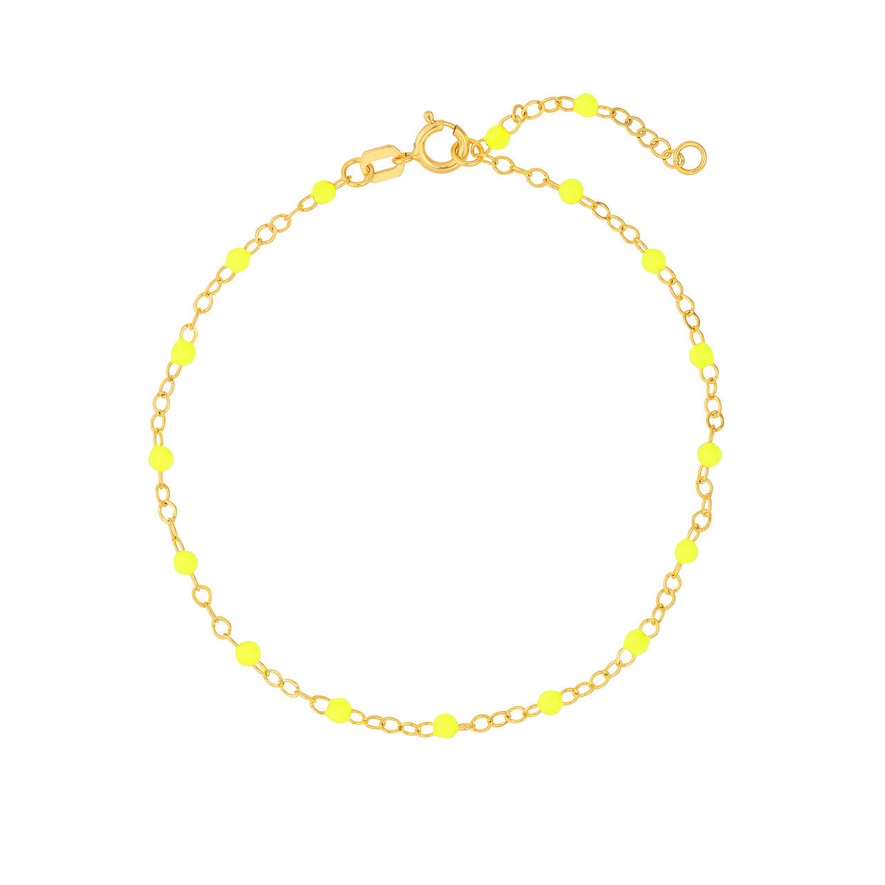 14K Yellow Gold Neon Yellow Enamel Bead Station Bracelet - Replica Handbags