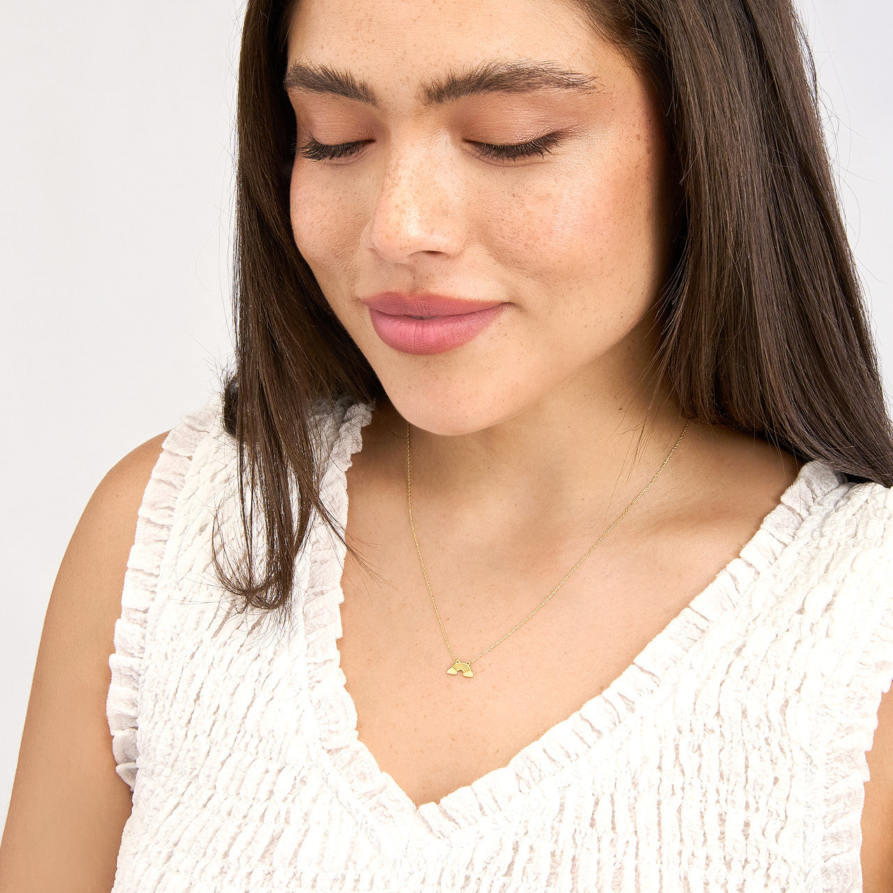 14K Yellow Gold Rainbow Cloud Pendant Necklace - Replica Handbags