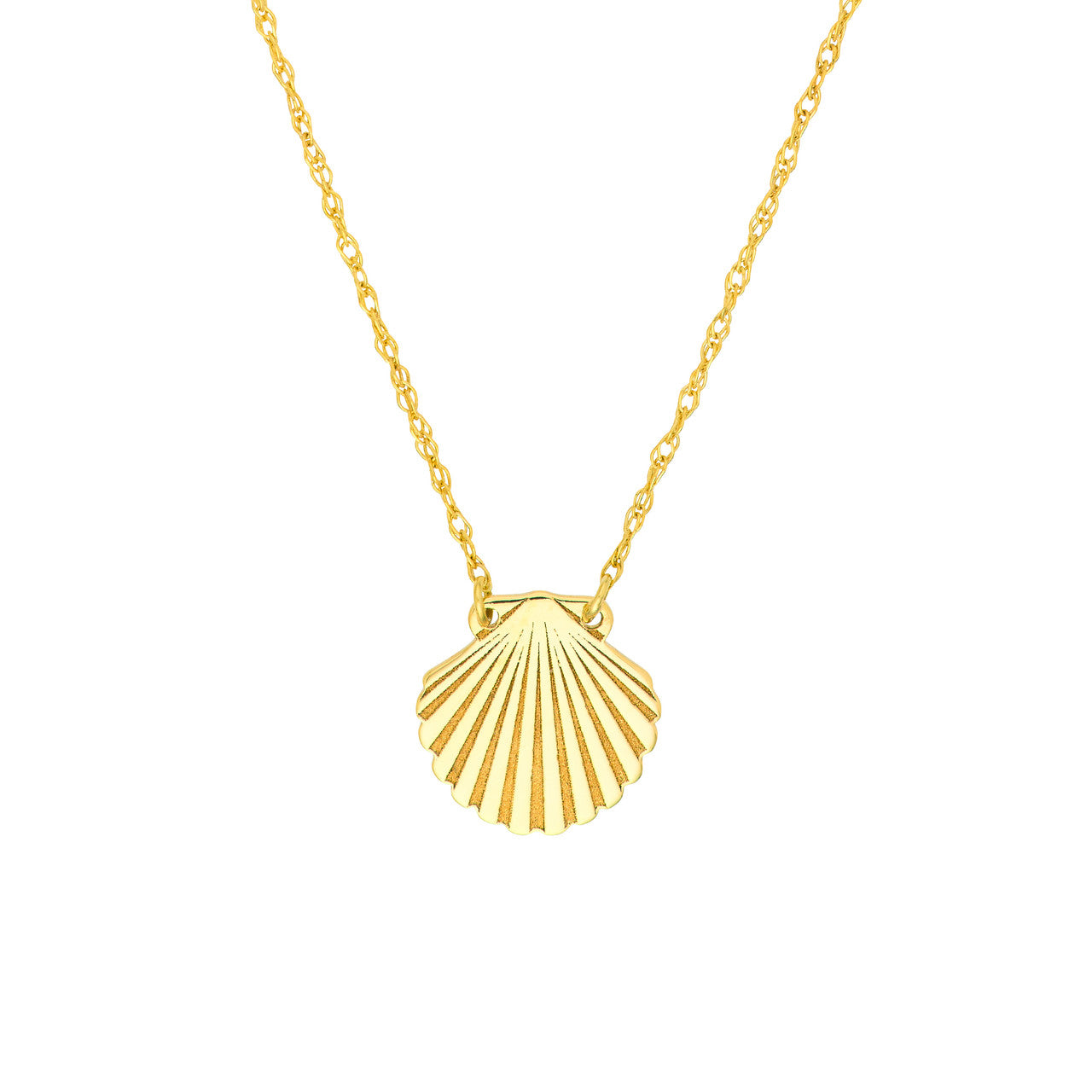 14K Yellow Gold Seashell Pendant Necklace - Replica Handbags