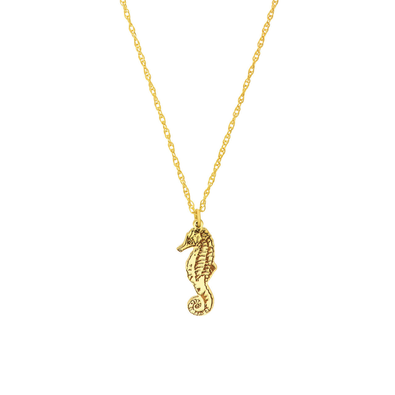 14K Yellow Gold Seahorse Pendant Necklace - Replica Handbags