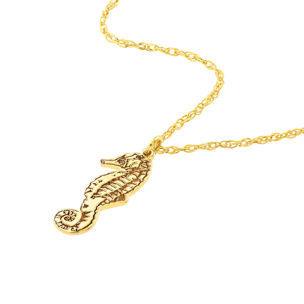 14K Yellow Gold Seahorse Pendant Necklace -  Replica Handbags 